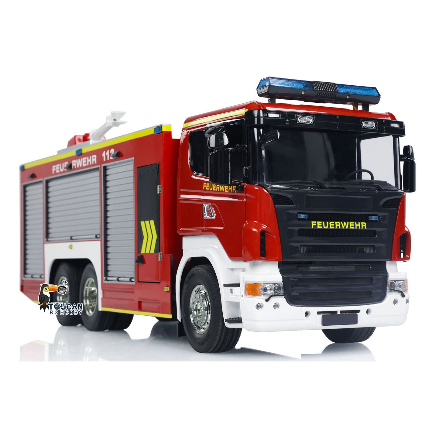 1/14 6x4 Remote Control Fire Fighting Truck RC Fire Vehicles Model Lights Sounds with Sound Light System FlySky I6S Controller