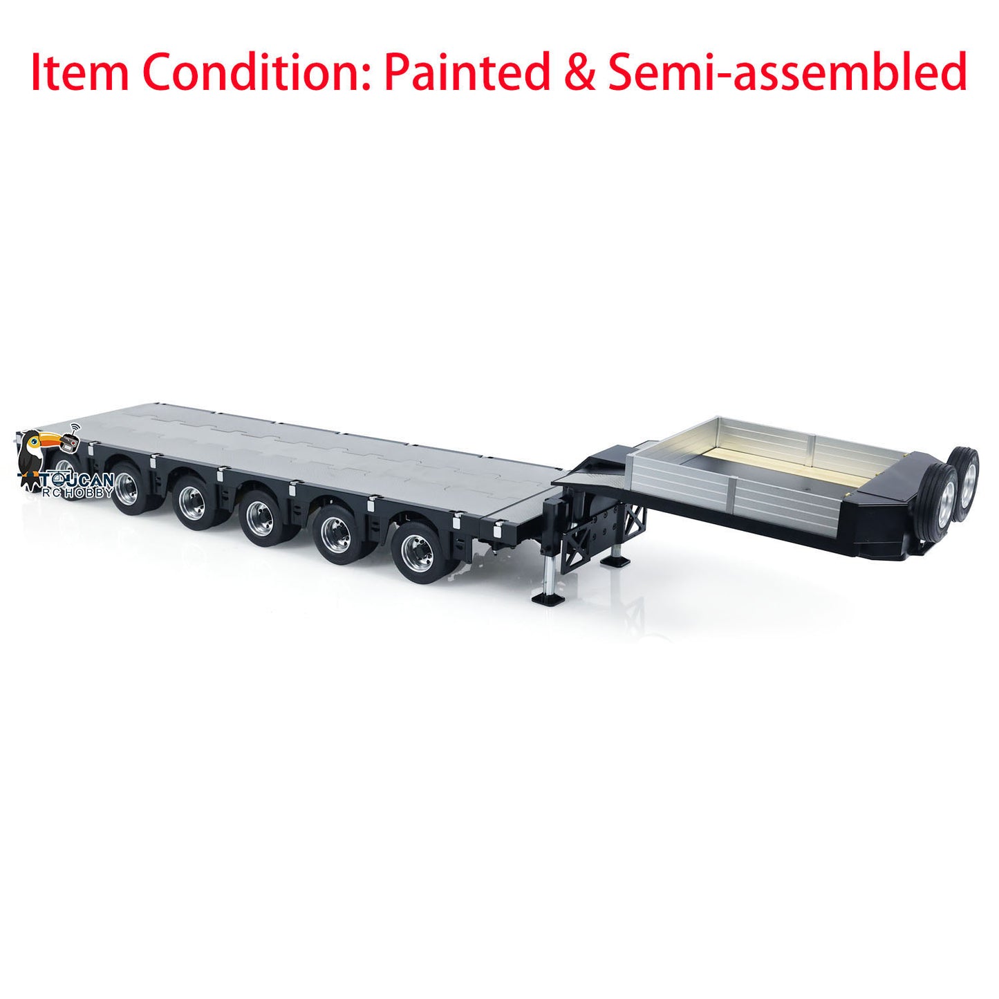 185CM! 9 Axles Metal Trailer 1/14 3+6 Extendible Lowboy Trailer for RC Tractor Truck TAMIYA LESU Remote Controlled Car LED Lights