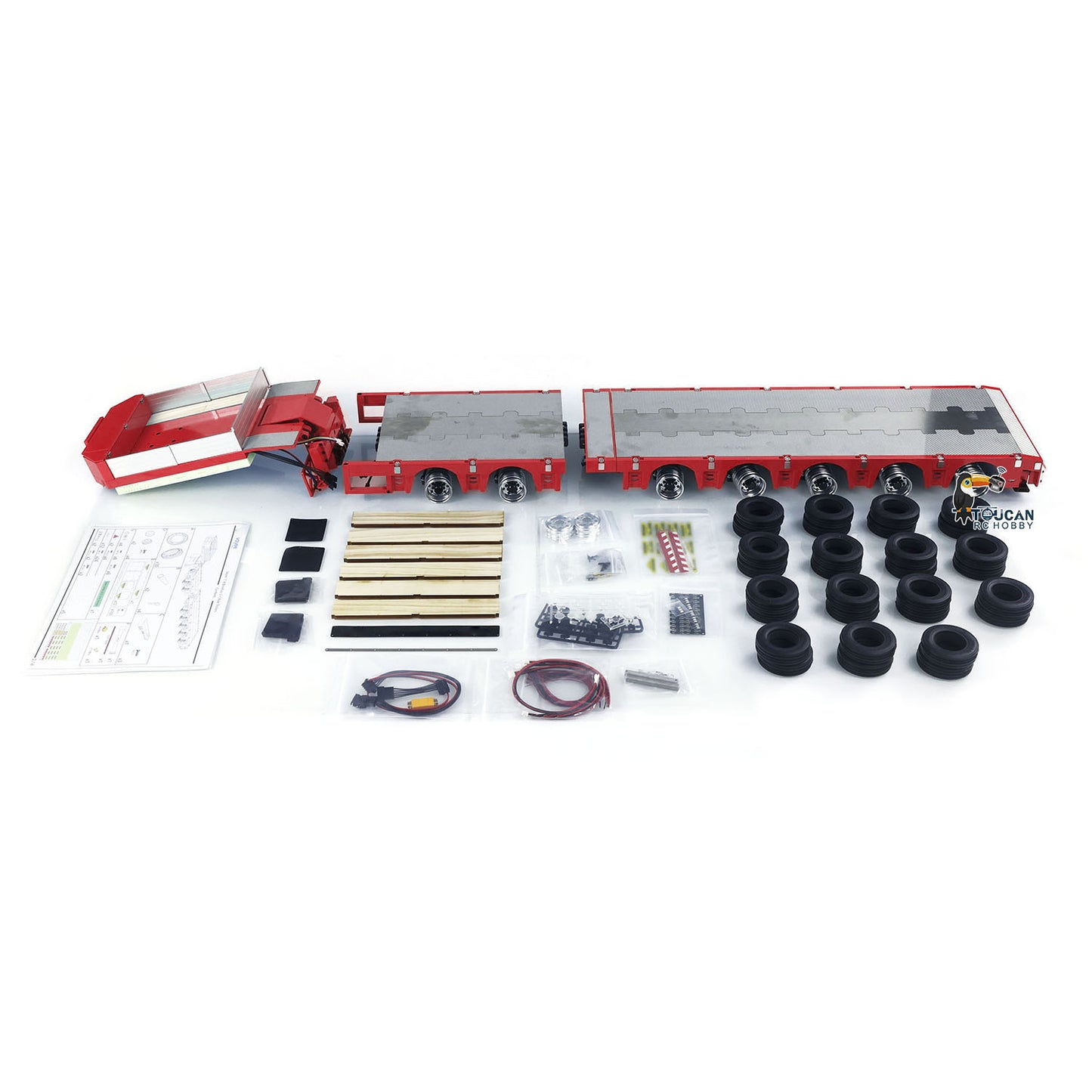 1/14 2+5 Axles RC Metal Heavy Trailer Lowboy Trailer For TAMIYA LESU RC Tractor Truck Radio Controlled Lorry Excavator Loader