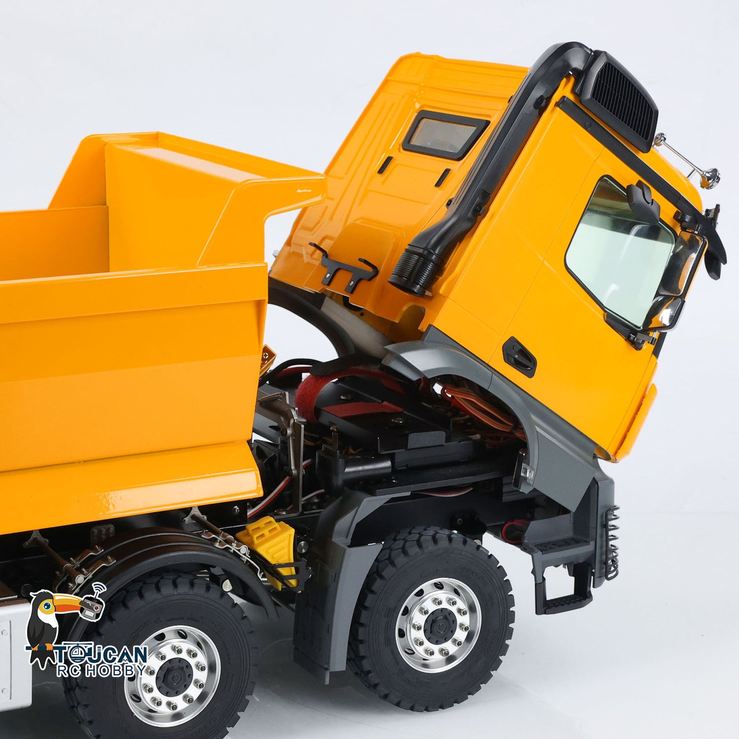 Kabolite 1/14 K3366 RC Hydraulic Tipper Car 8X8 Radio Control Dumper Truck Model with Light Sound System 2-Speed Transmission