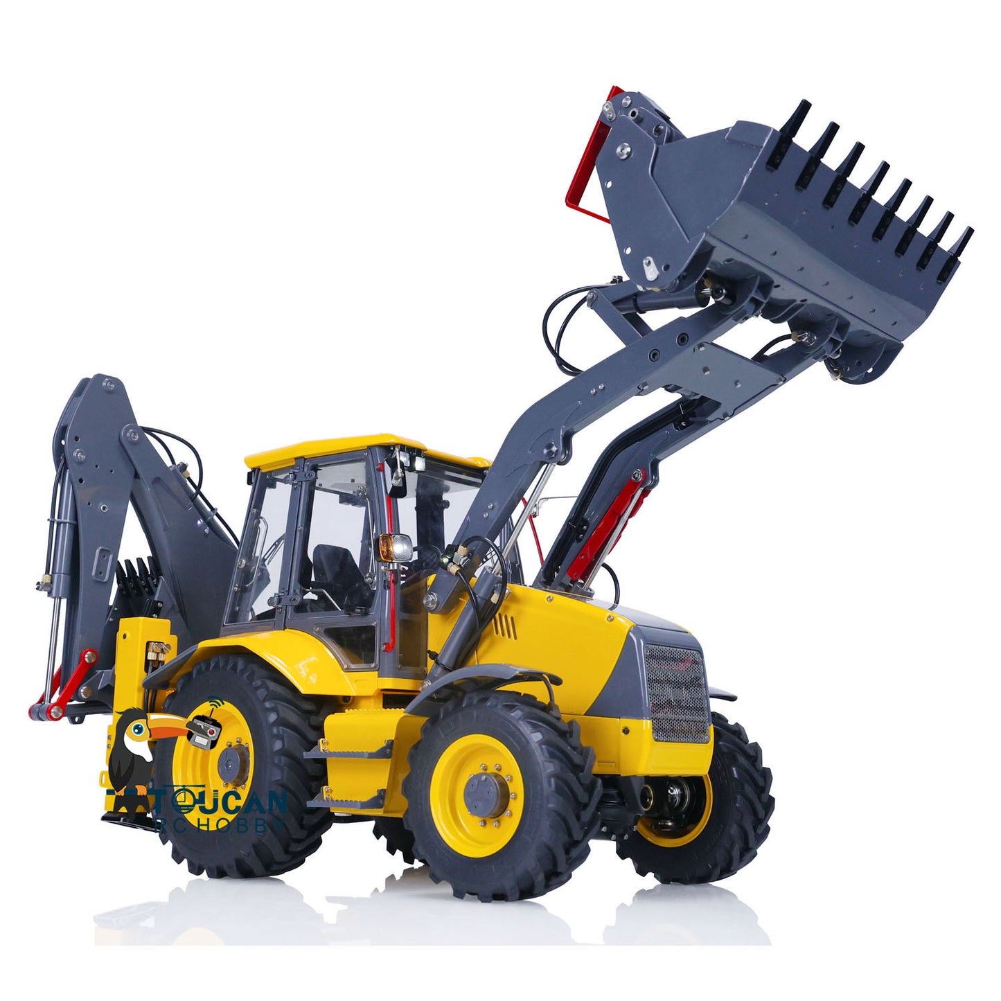 LESU 1/14 Metal Hydraulic RC Backhoe Loader AOUE BL71 2 in 1 Electric Excavator Ready To Run Version Battery Light Sound Assembled