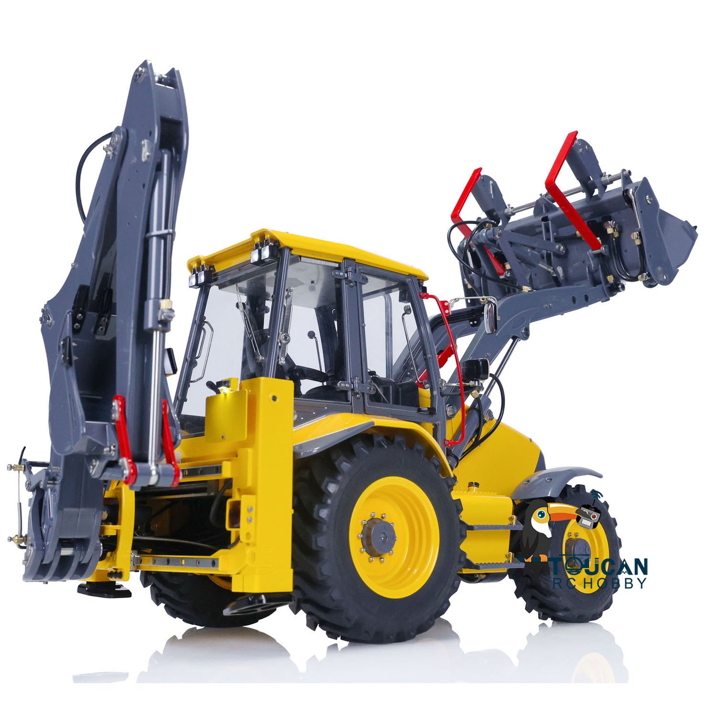 LESU 1/14 Metal Hydraulic RC Backhoe Loader AOUE BL71 2 in 1 Electric Excavator Ready To Run Version Battery Light Sound Assembled