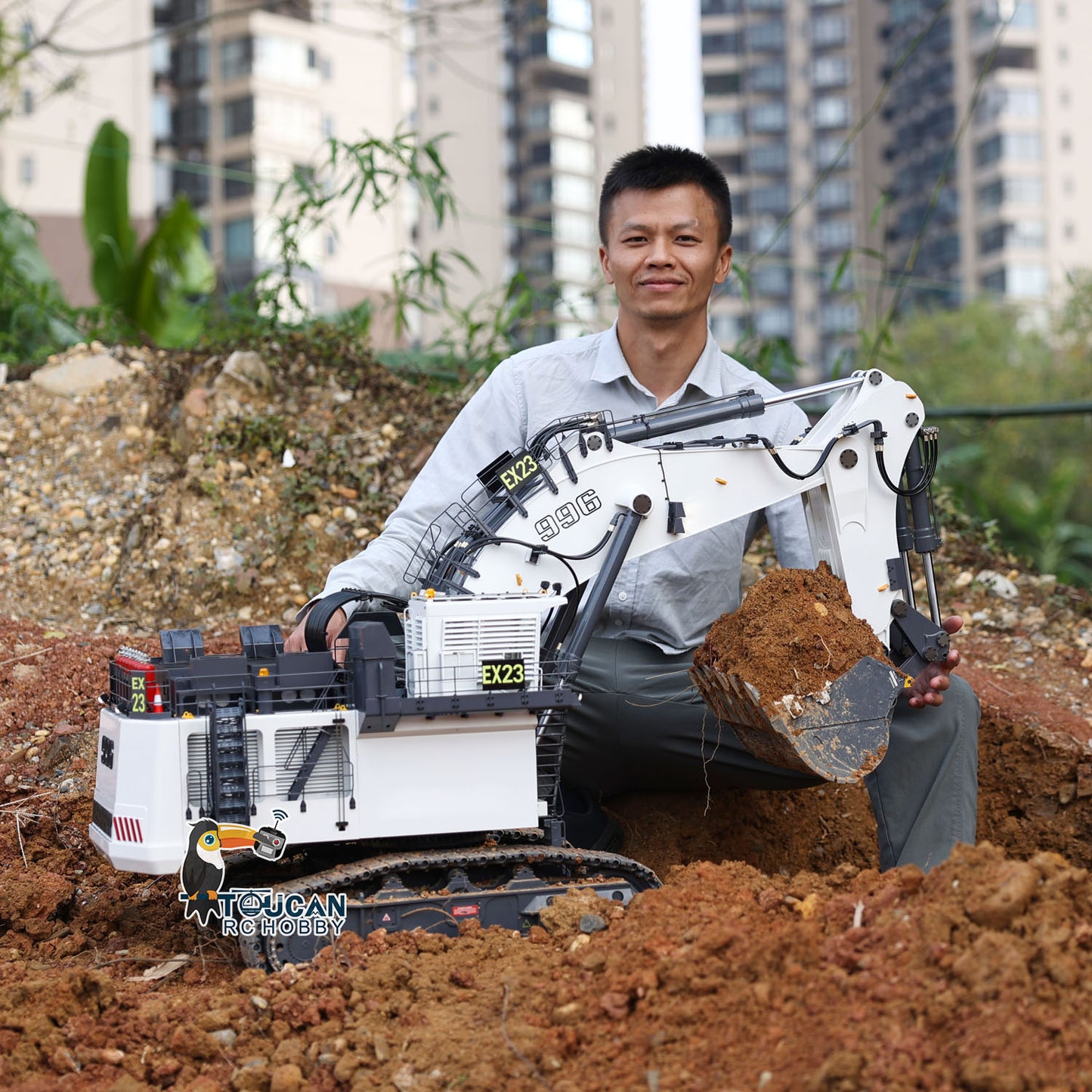 1/20 Metal Painted Assembled RC Hydraulic Equipment Remote Controlled Excavator for 996 Taranis XE Radio Digger Frsky-Taranis-XE