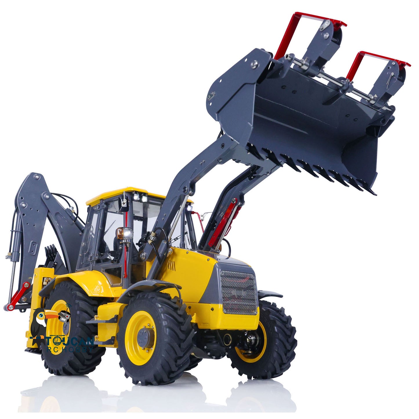 LESU 1/14 Metal Hydraulic RC Backhoe Loader AOUE BL71 2 in 1 Electric Excavator Ready To Run Version Battery Light Sound Assembled