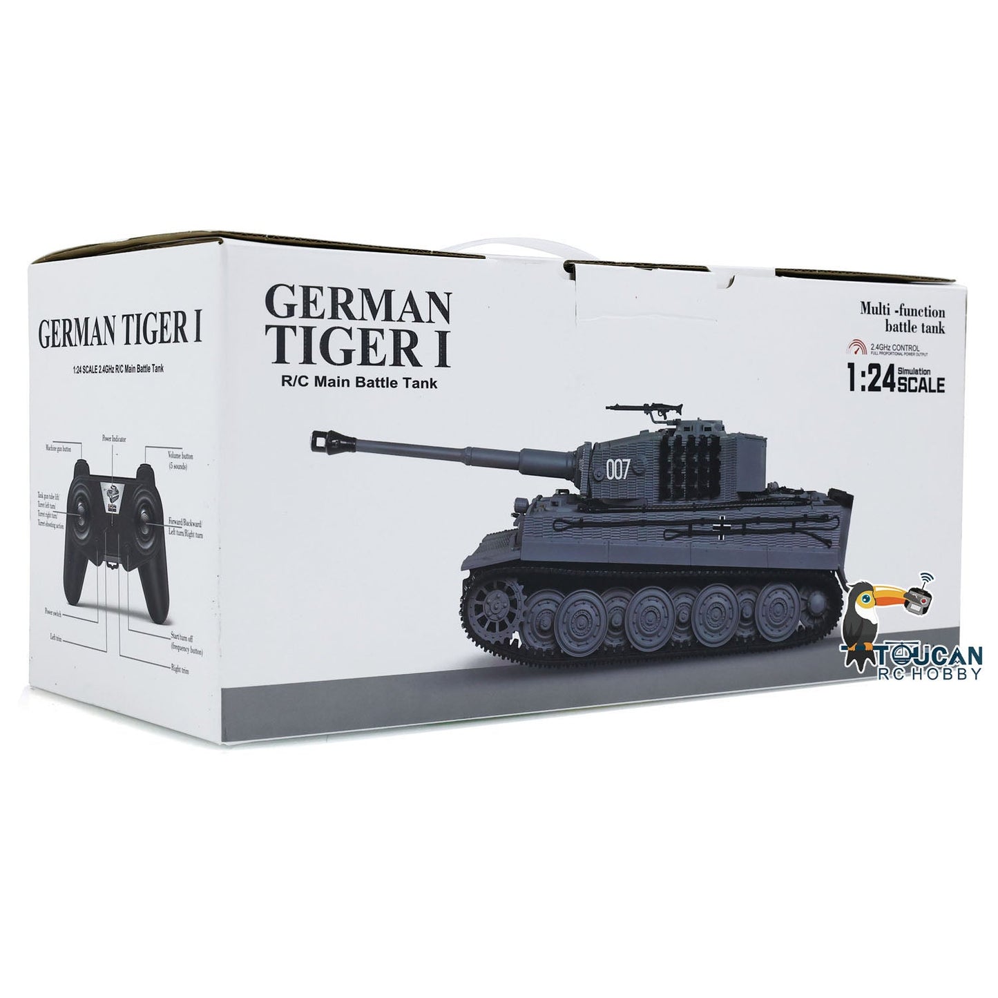 1/24 217 007 RC Battle Tank Tiger I Remote Control Military Tanks Armored Panzer Infrared Combat USB Assembled and Painted