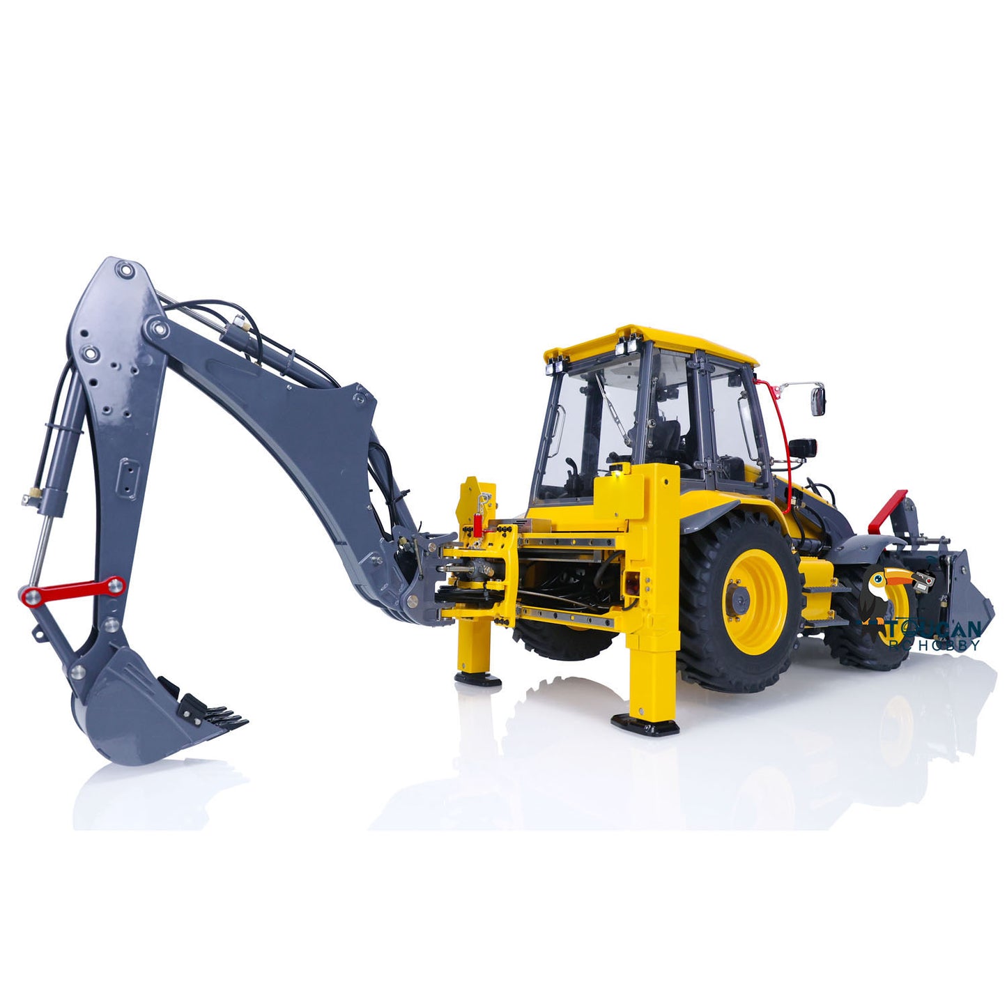 LESU 1/14 Metal Hydraulic RC Backhoe Loader AOUE BL71 2 in 1 Electric Excavator Ready To Run Version Battery Light Sound Assembled