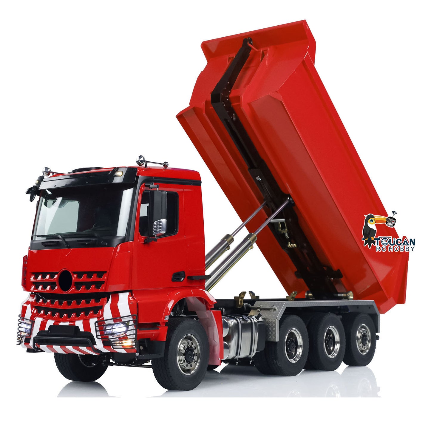 1/14 8*8 Hydraulic RC Full Dump Truck Radio Control Tipper Car with U-shaped High Bucket 3-speed Light Sound System