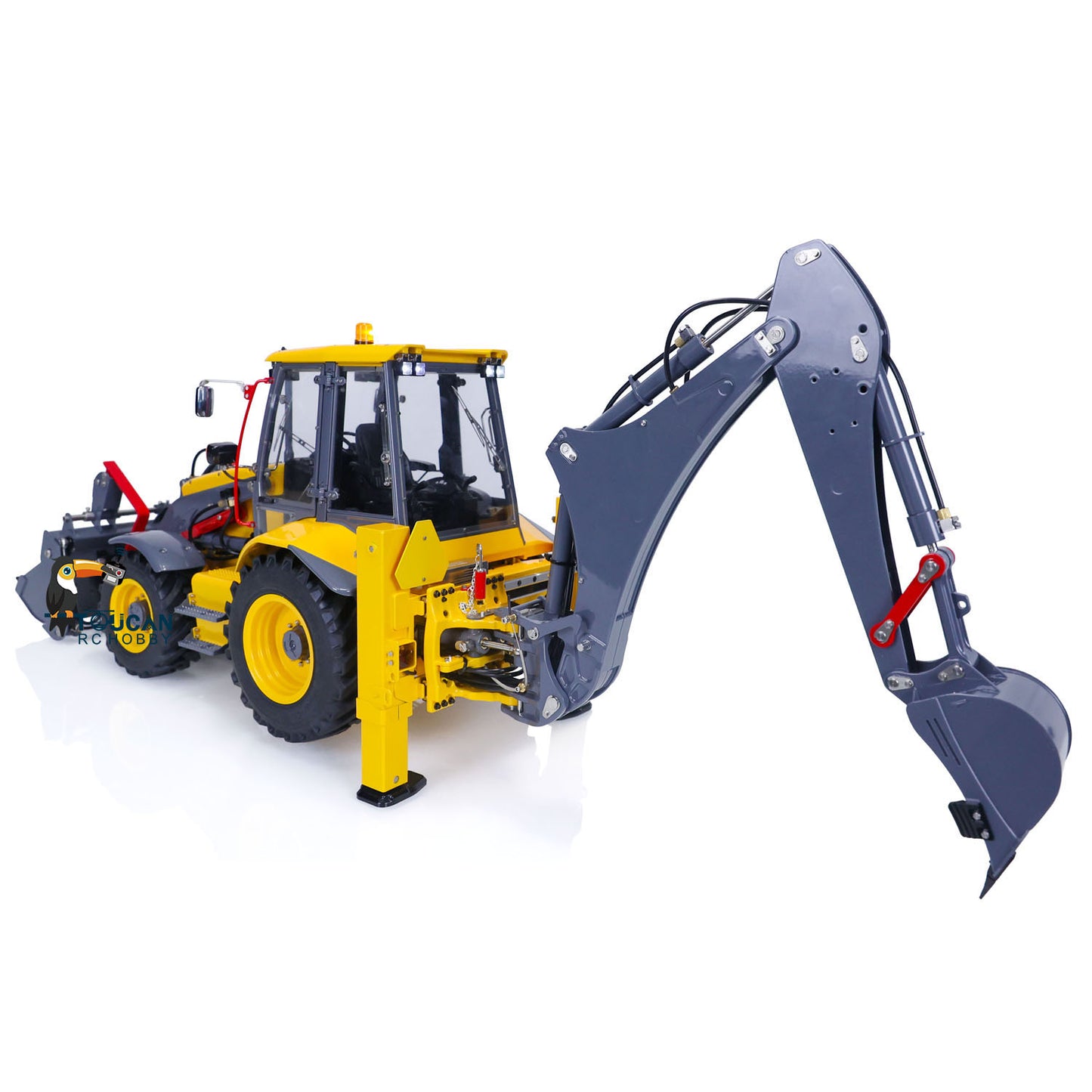 LESU 1/14 Metal Hydraulic RC Backhoe Loader AOUE BL71 2 in 1 Electric Excavator Ready To Run Version Battery Light Sound Assembled