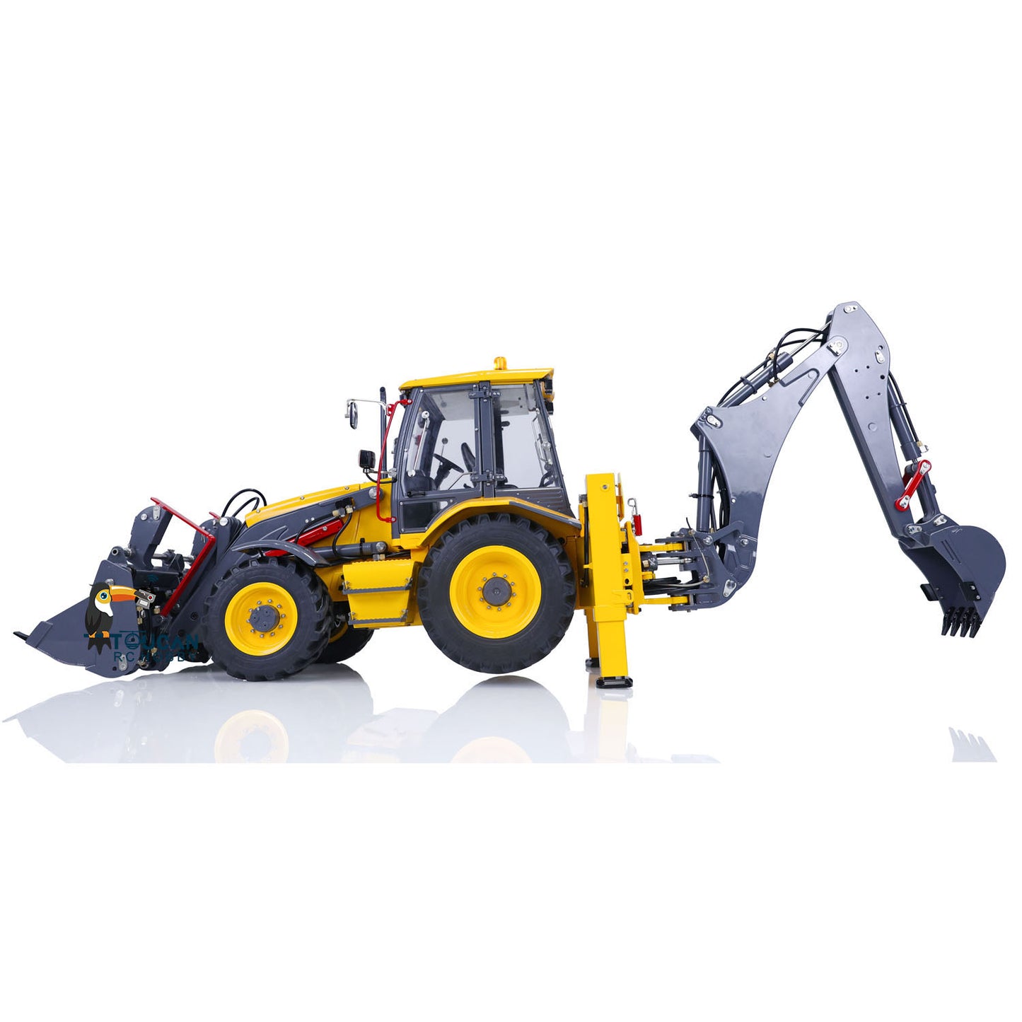 LESU 1/14 Metal Hydraulic RC Backhoe Loader AOUE BL71 2 in 1 Electric Excavator Ready To Run Version Battery Light Sound Assembled