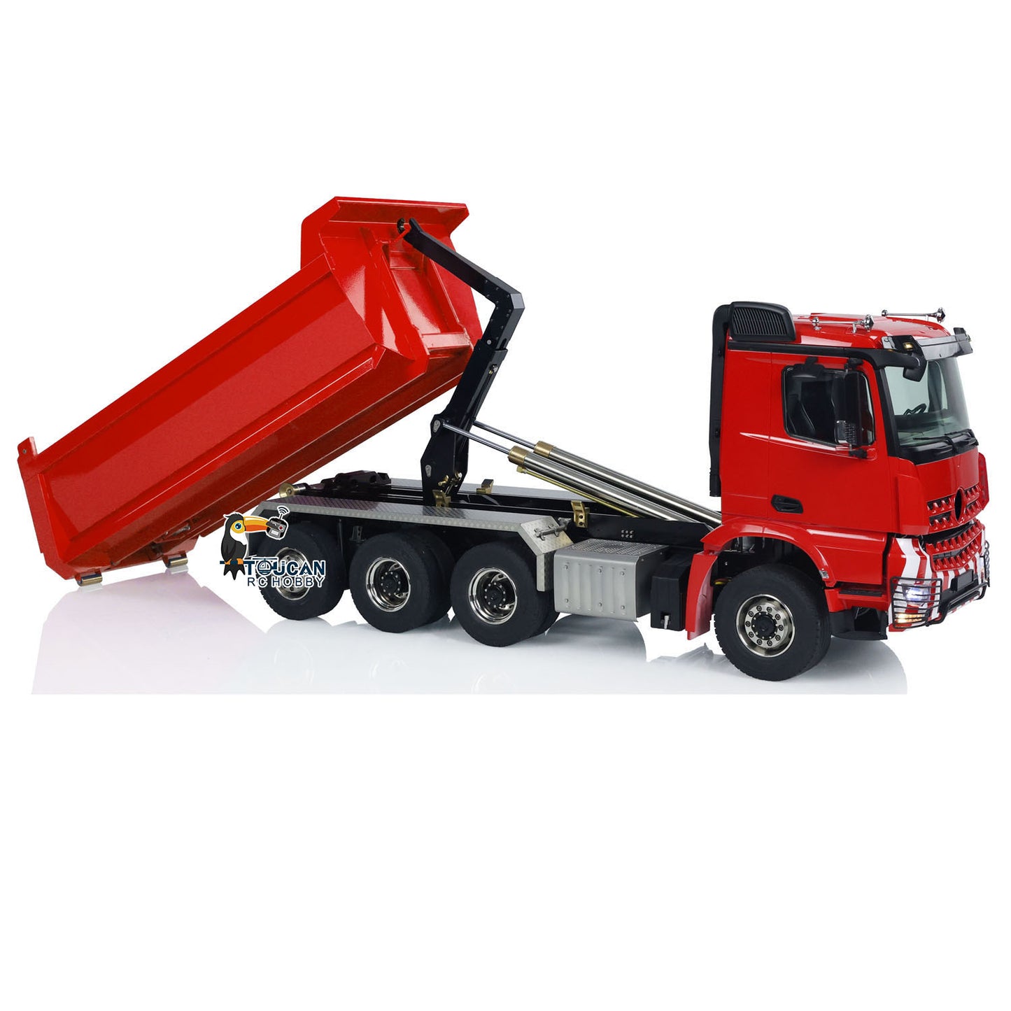 1/14 8*8 Hydraulic RC Full Dump Truck Radio Control Tipper Car with U-shaped High Bucket 3-speed Light Sound System