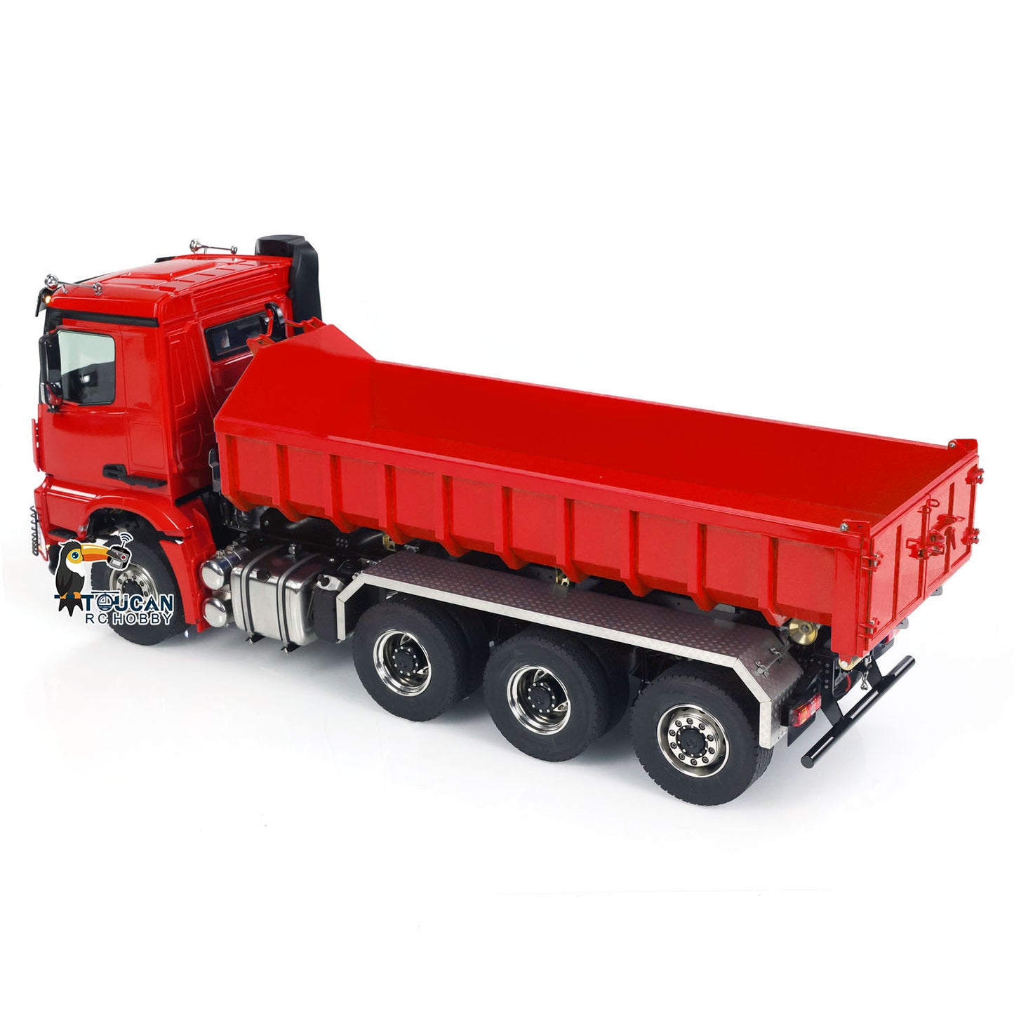 1/14 8x8 RC Hydraulic Full-dump Truck Metal Roll On Dumper Car with Standard Bucket Simulation Model Light Sound FlySky I6S