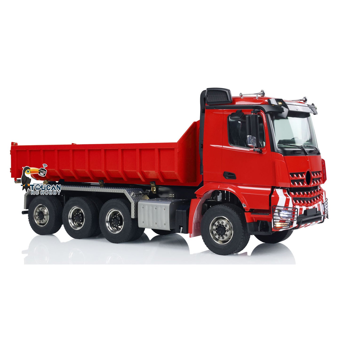 1/14 8x8 RC Hydraulic Full-dump Truck Metal Roll On Dumper Car with Standard Bucket Simulation Model Light Sound FlySky I6S