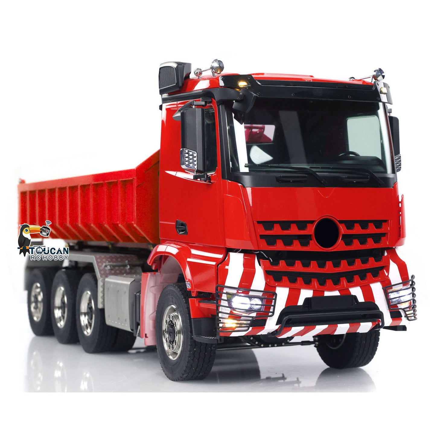 1/14 8x8 RC Hydraulic Full-dump Truck Metal Roll On Dumper Car with Standard Bucket Simulation Model Light Sound FlySky I6S