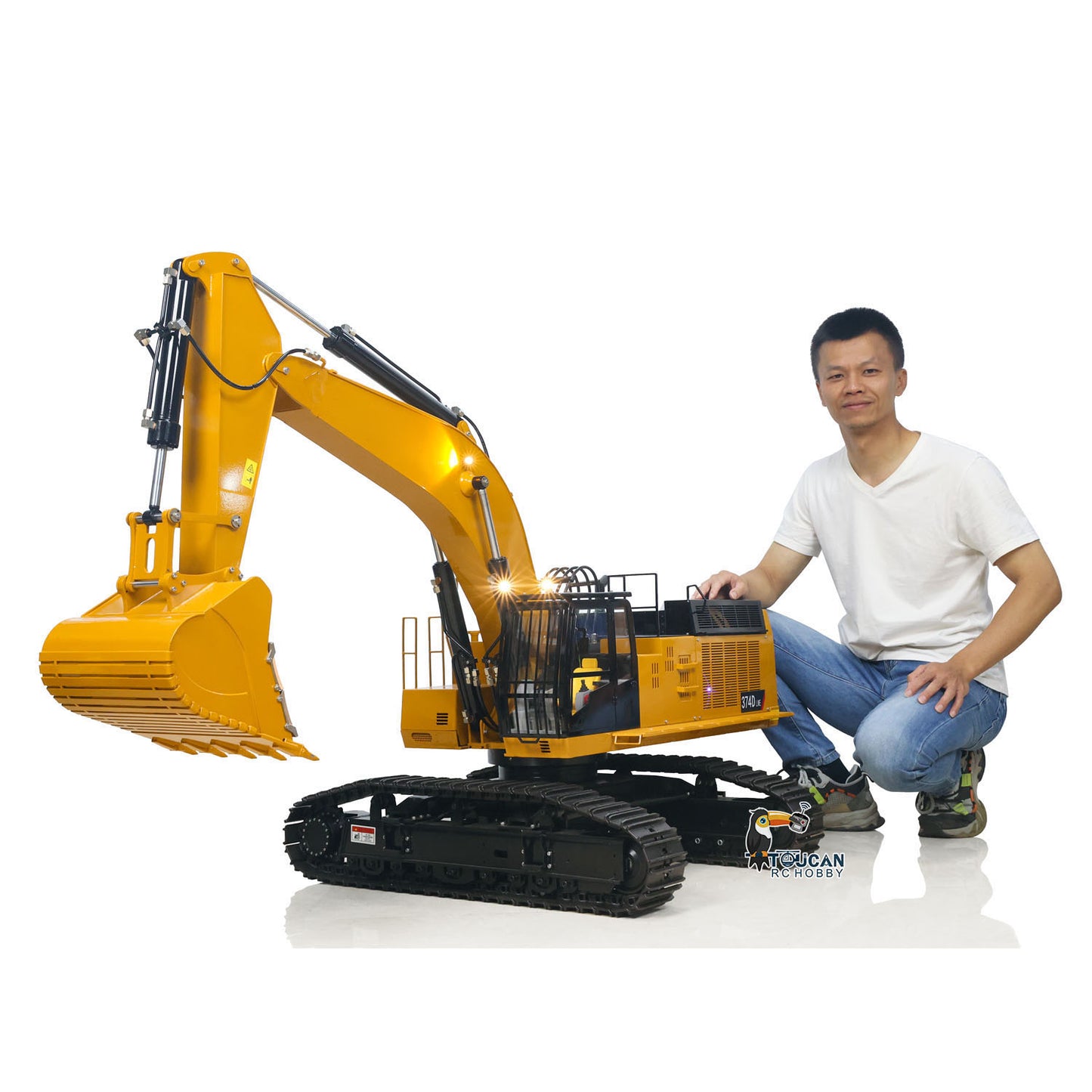 C374 Huge 1/8 RC Hydraulic Excavator 374 Metal Heavy Duty Digger RTR Radio Controlled Construction Vehicles Models Flysky Radio