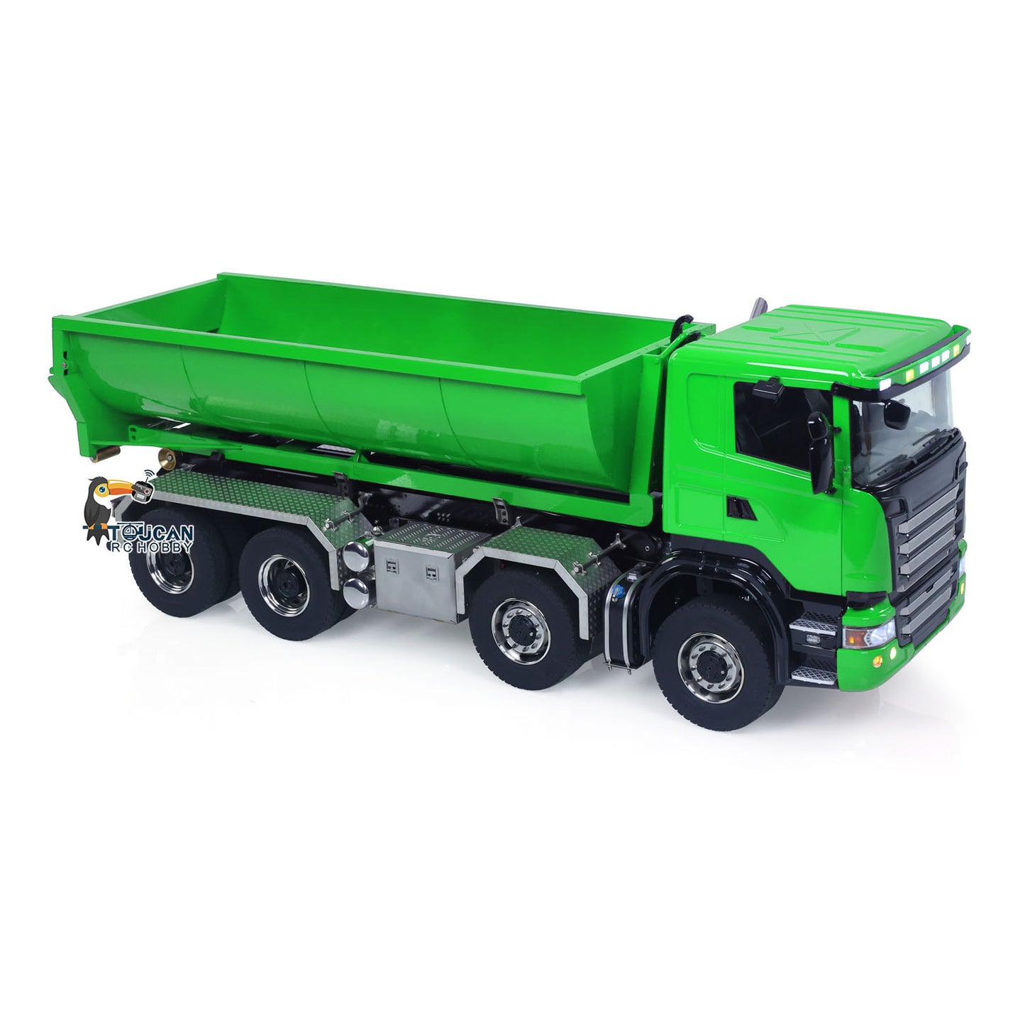 1/14 Hydraulic RC Roll On Off Dump Truck 8x8 3Speed Gearbox Remote Control Full Tipper SC 770S Axle Locks Metal Shafts