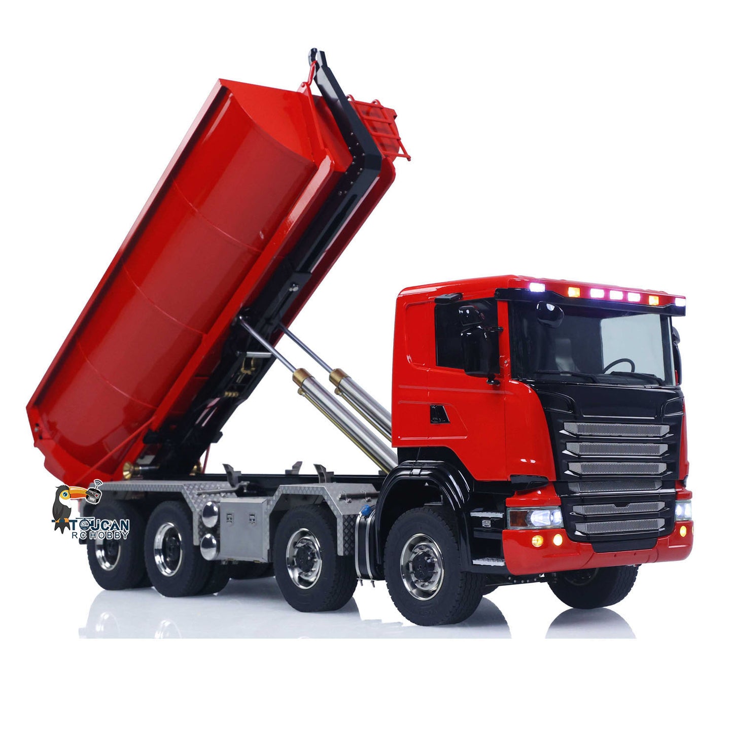 1/14 Hydraulic RC Roll On Off Dump Truck 8x8 3Speed Gearbox Remote Control Full Tipper SC 770S Axle Locks Metal Shafts