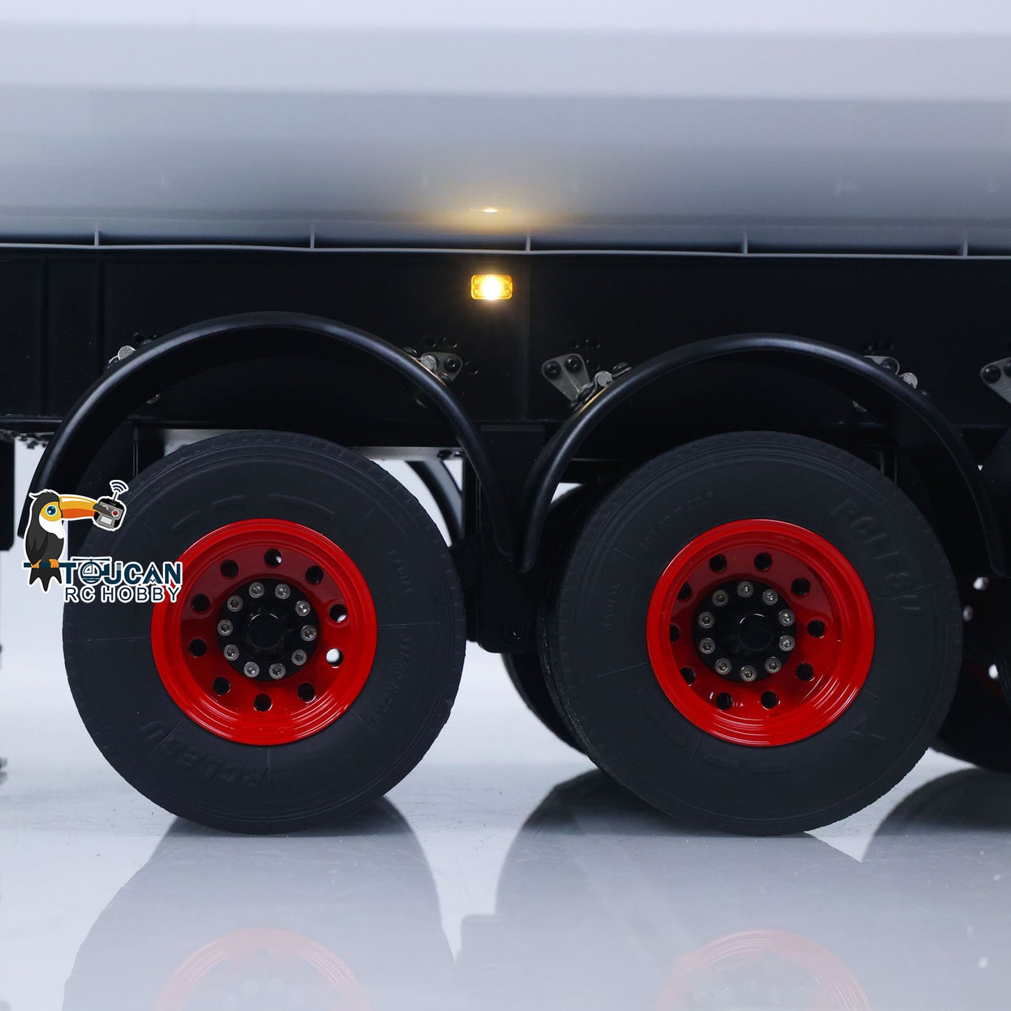 LESU Metal 3Axles 1/14 Hydraulic Dump Semi-Trailer U Shaped Bucket for DIY Remote Control Tractor Truck Light System