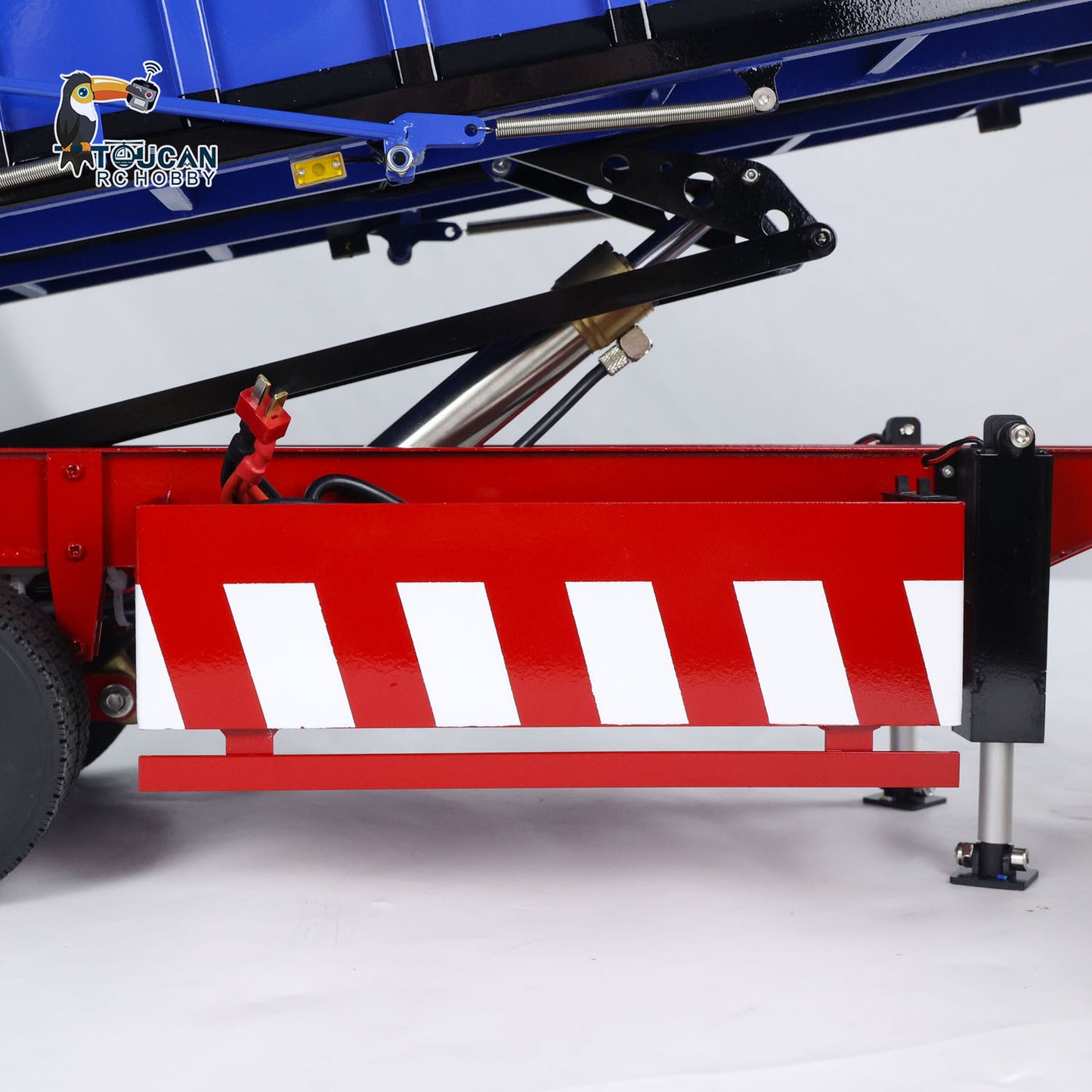 Metal 1/14 3 Axles Hydraulic Dump Trailer Electric Awning Legs RC Tractor Truck Painted Assembled