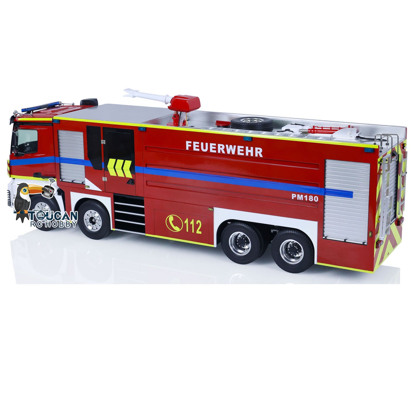 1/14 8x4 RC Fire Sprinkler Vehicles Remote Control Fire Truck Sounds Lights System FlySky I6S Assembled and Painted