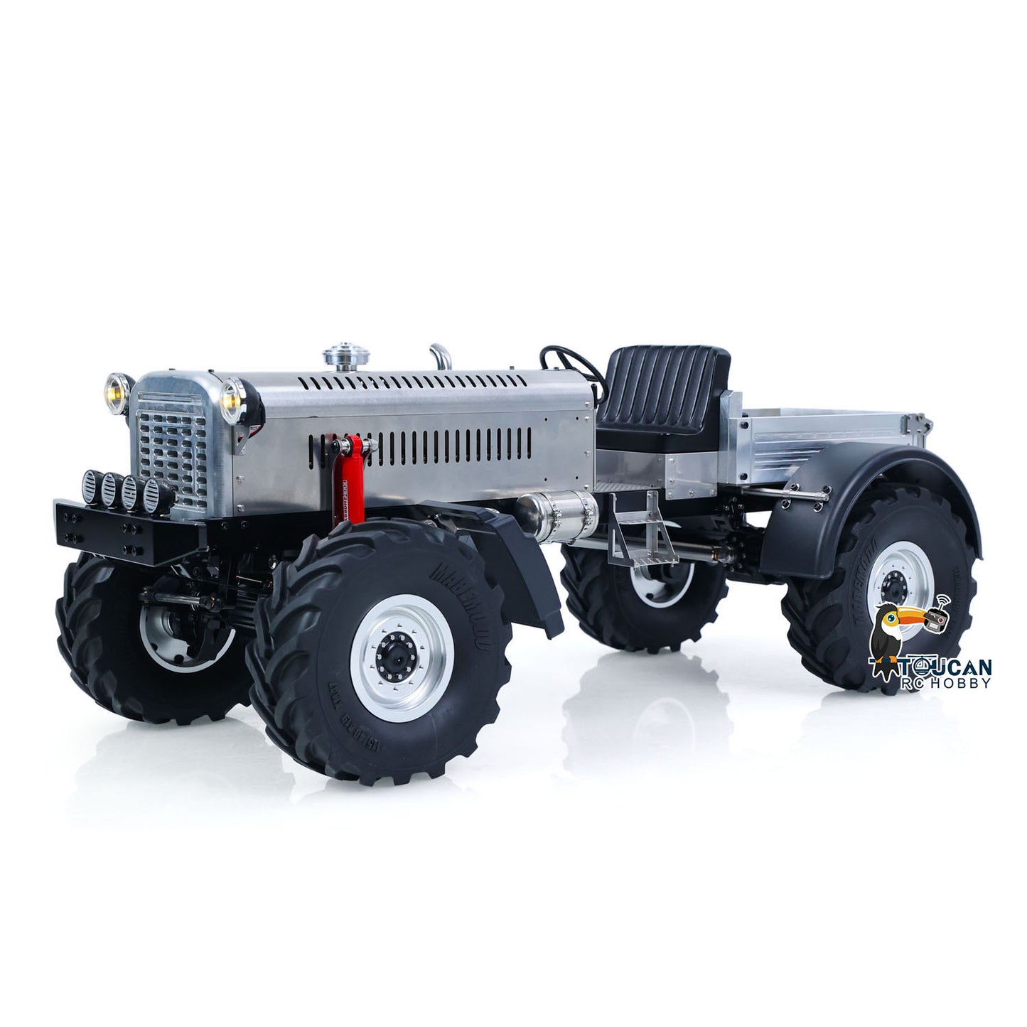 MD 4WD 1/10 Metal RC Tractor MD009 Remote Control Off Road Car Dual Motor Winch Axles Diff Lock Radio Light System No Battery