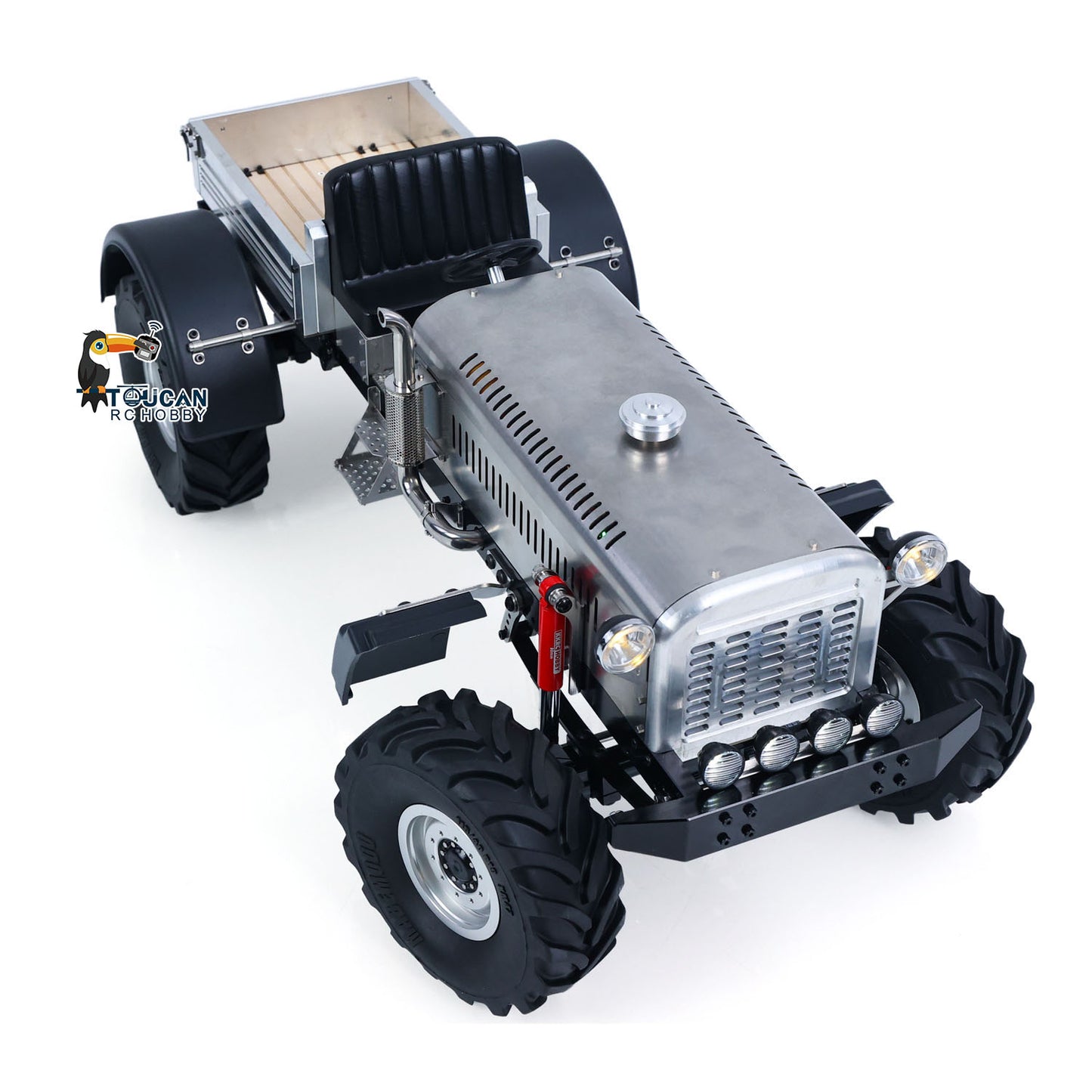 MD 4WD 1/10 Metal RC Tractor MD009 Remote Control Off Road Car Dual Motor Winch Axles Diff Lock Radio Light System No Battery