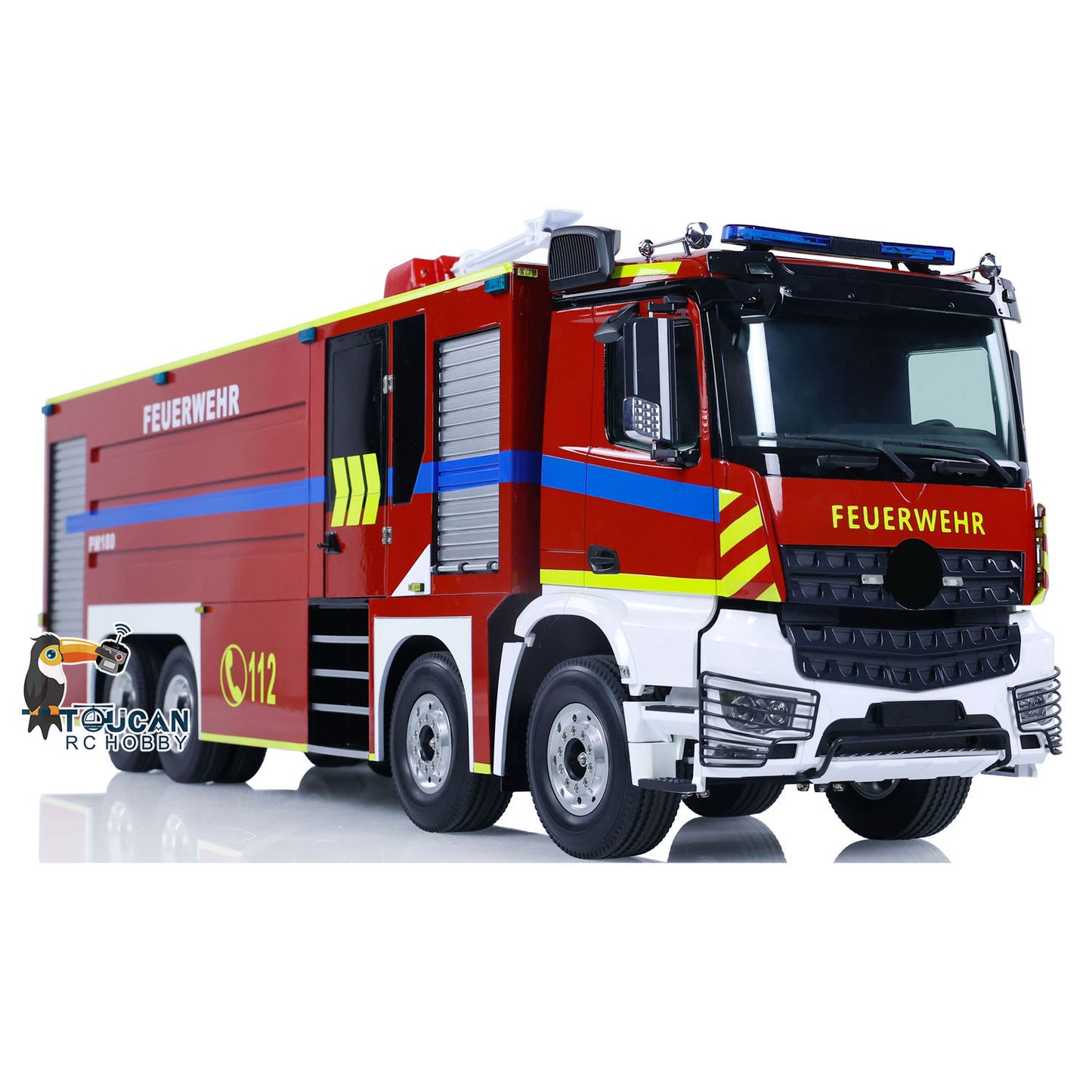 1/14 8x4 RC Fire Sprinkler Vehicles Remote Control Fire Truck Sounds Lights System FlySky I6S Assembled and Painted