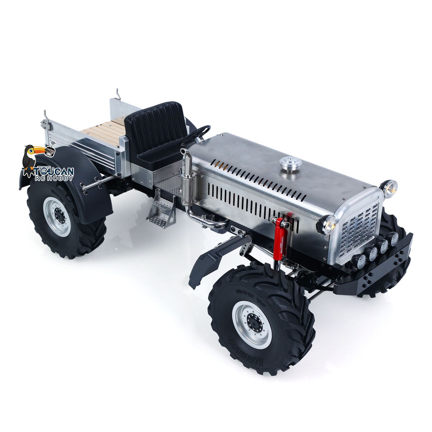 MD 4WD 1/10 Metal RC Tractor MD009 Remote Control Off Road Car Dual Motor Winch Axles Diff Lock Radio Light System No Battery