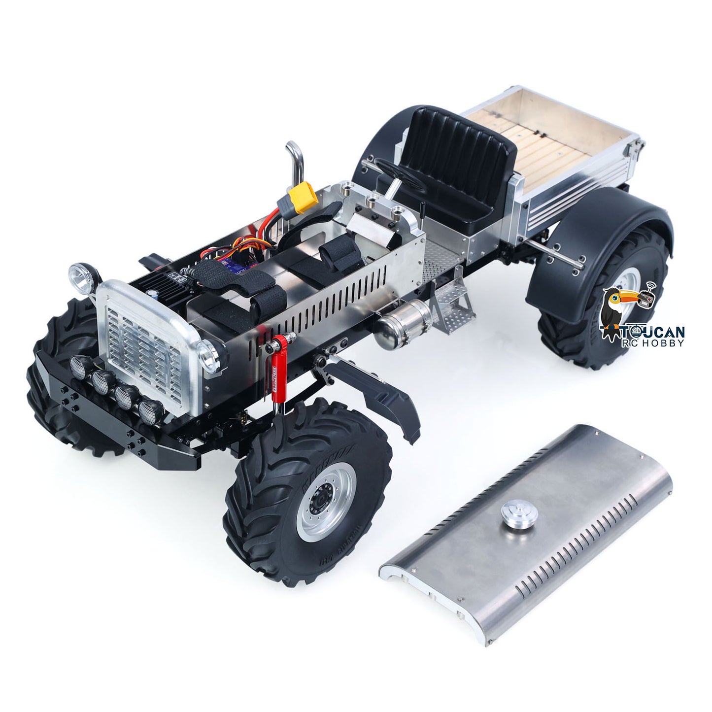 MD 4WD 1/10 Metal RC Tractor MD009 Remote Control Off Road Car Dual Motor Winch Axles Diff Lock Radio Light System No Battery