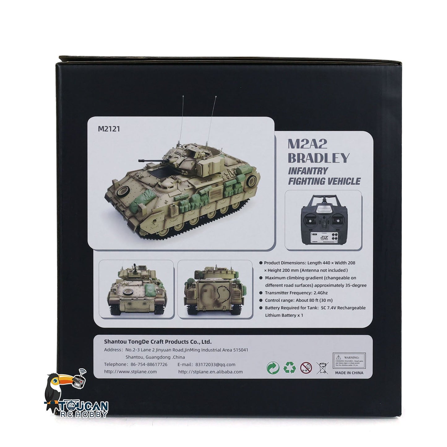 Tongde 1/16 RC Battle Tank Remote Control Panzer M2A2 Bradley Electric Infantry Fighting Vehicle DIY RC Hobby Simulation Model