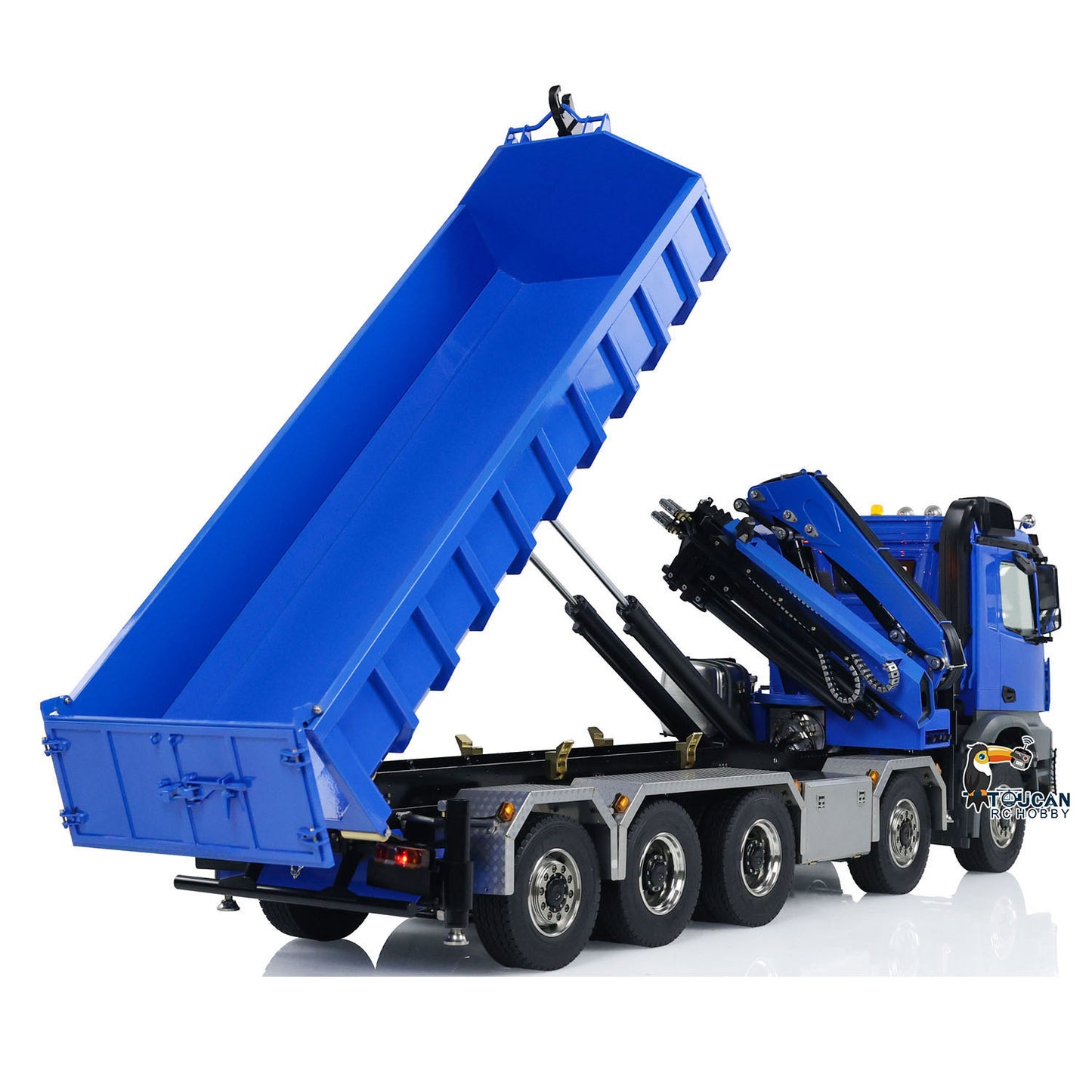 1/14 10x10 Hydraulic RC Dumper Car Remote Controlled Full-dump Crane Trucks with Standard Bucket 3-speed Transmission