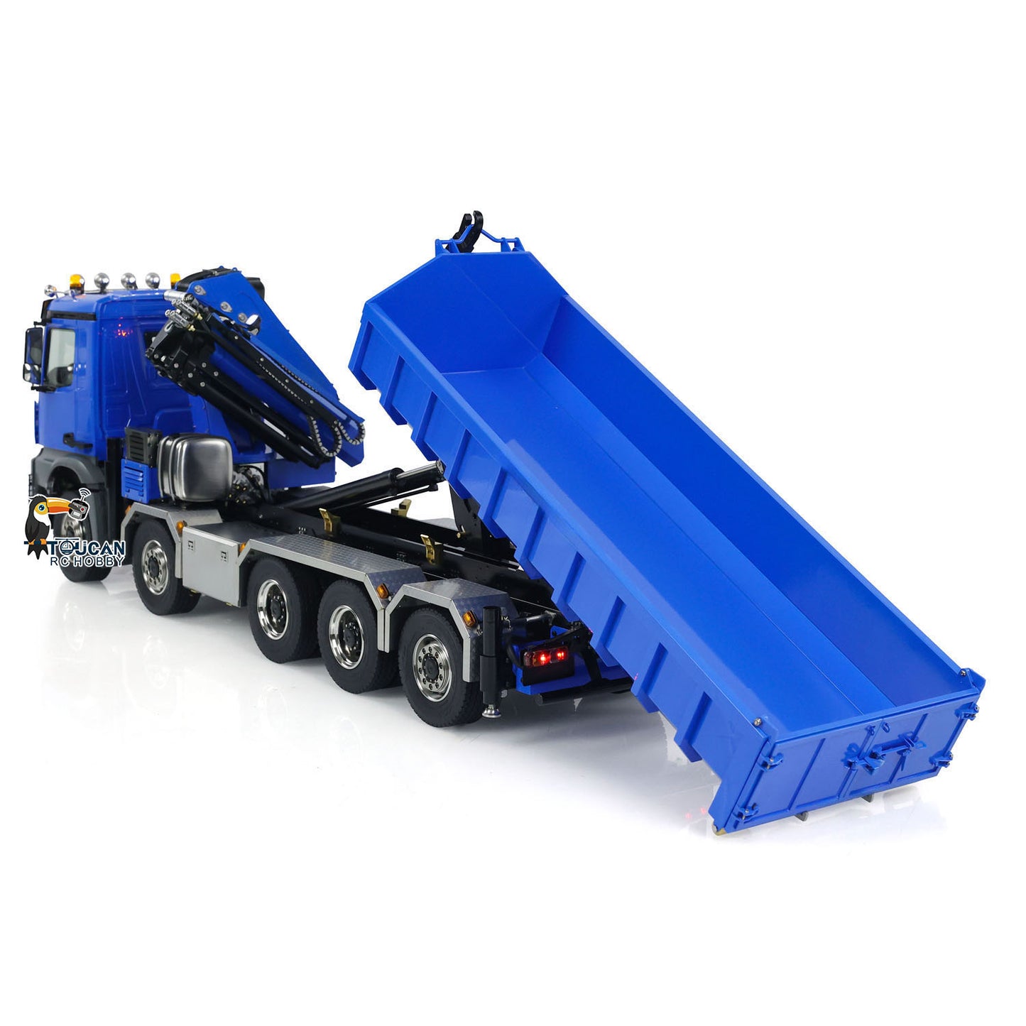 1/14 10x10 Hydraulic RC Dumper Car Remote Controlled Full-dump Crane Trucks with Standard Bucket 3-speed Transmission