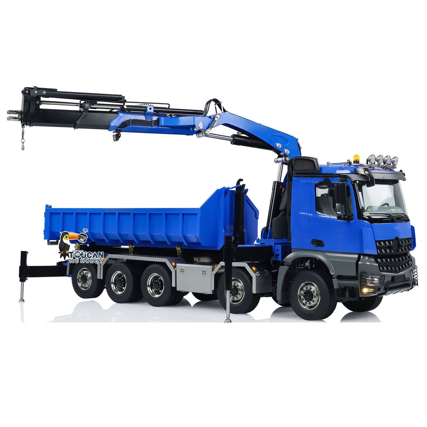 1/14 10x10 Hydraulic RC Dumper Car Remote Controlled Full-dump Crane Trucks with Standard Bucket 3-speed Transmission