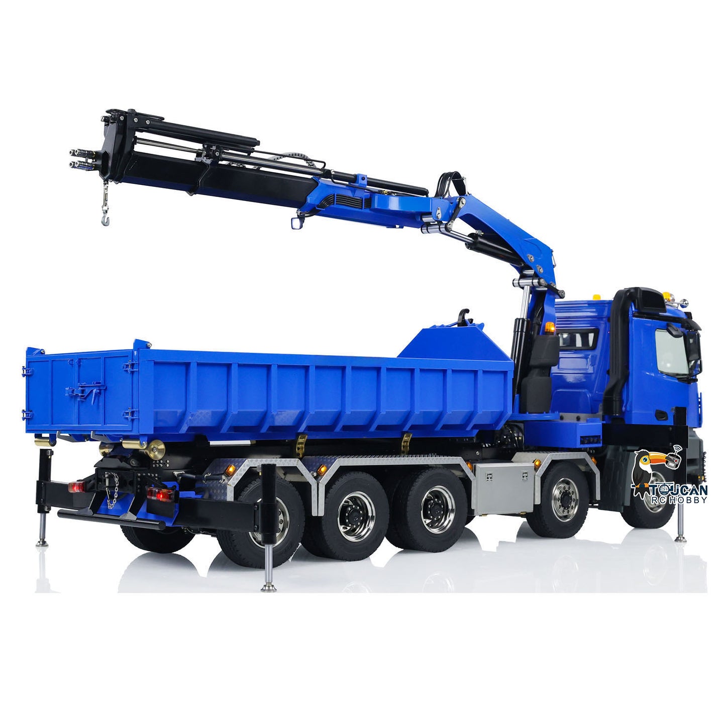 1/14 10x10 Hydraulic RC Dumper Car Remote Controlled Full-dump Crane Trucks with Standard Bucket 3-speed Transmission