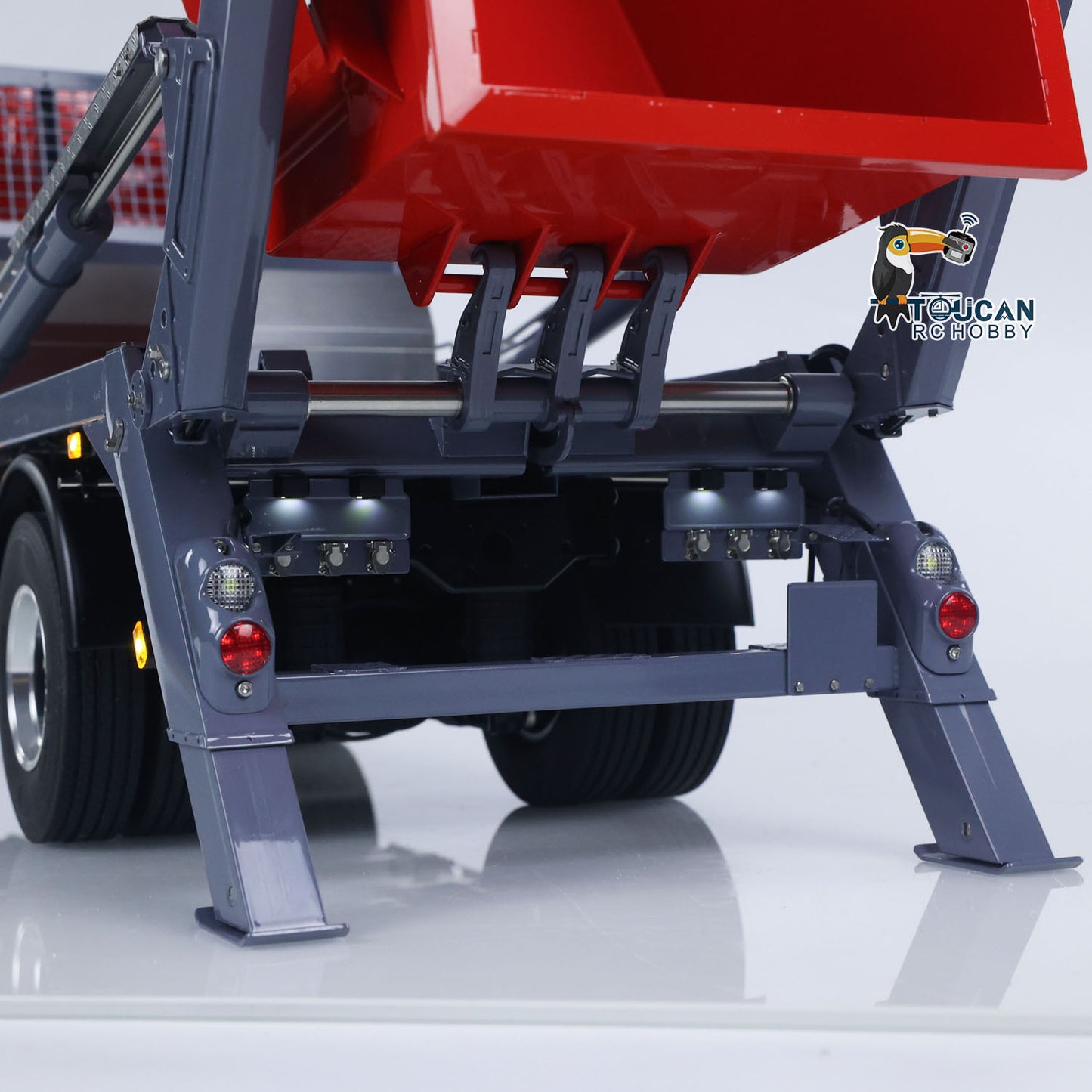LESU Metal 1/14 RC Hydraulic Swing Arm Garbage Dump Truck 4X4 Remote Control Skip Loader RTR TGS Light Sound ST8 Radio Battery