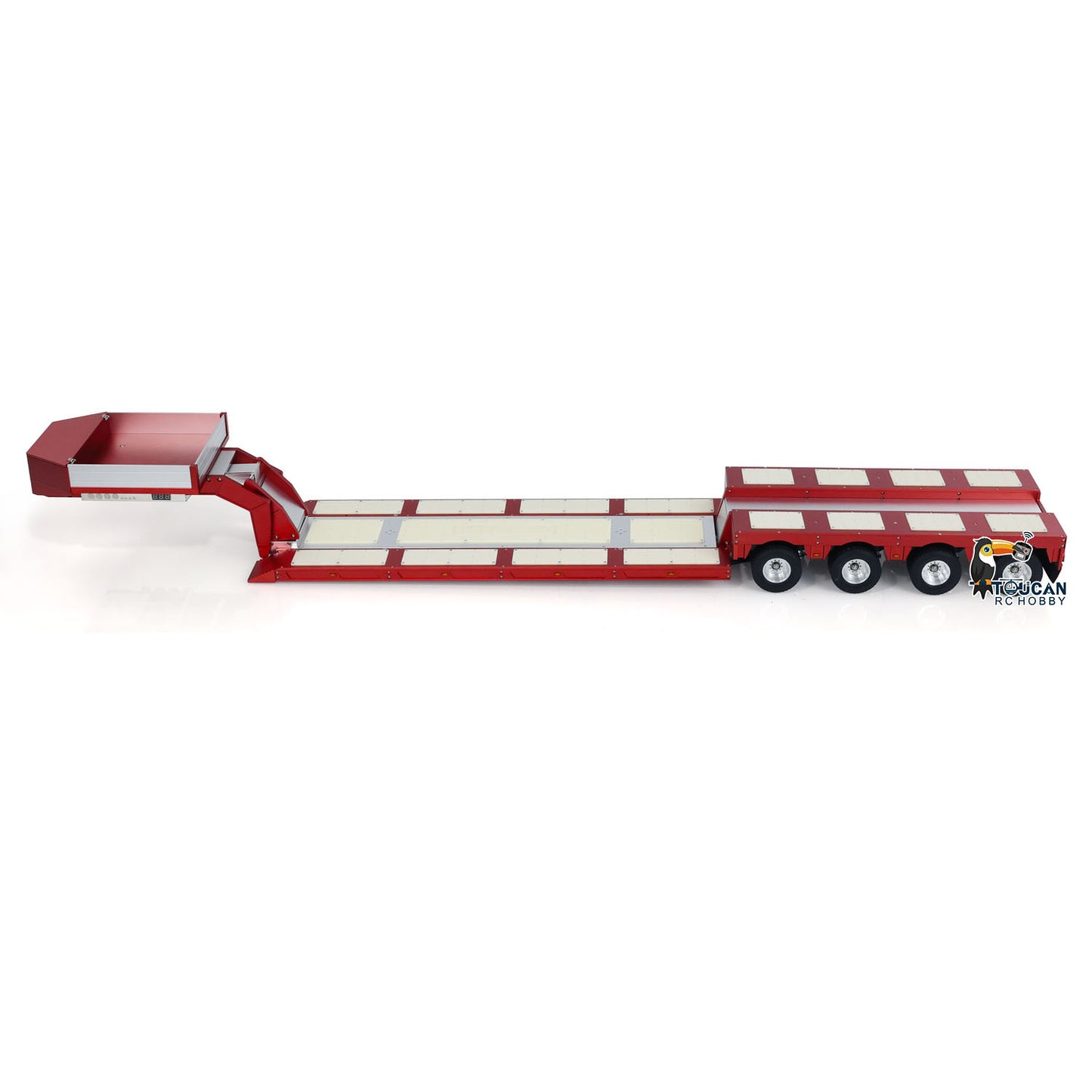 1/14 4 Axles RC Heavy Trailer DG-999 CNC Gooseneck Trailers for Tractor Truck Assembled Painted with Light System Load Weight 30kg