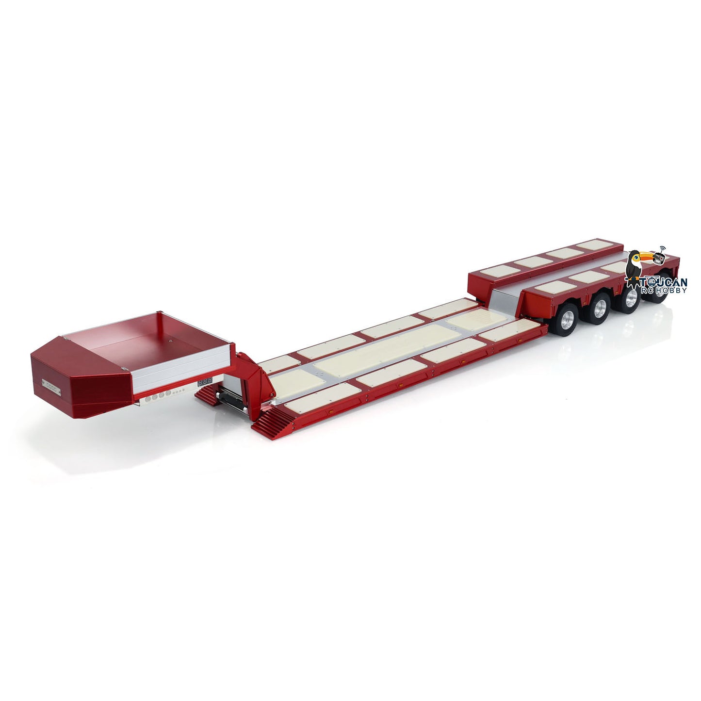 1/14 4 Axles RC Heavy Trailer DG-999 CNC Gooseneck Trailers for Tractor Truck Assembled Painted with Light System Load Weight 30kg