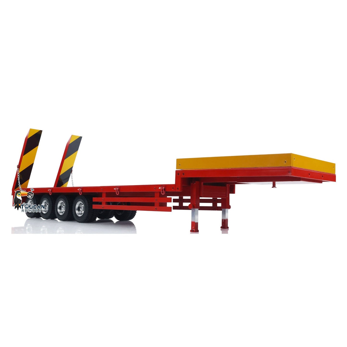 Metal Semi-trailer 4-Axle Trailer for 1/14 RC Remote Control Tractor Truck Car Hobby Model DIY Toy Parts Assembled Painted