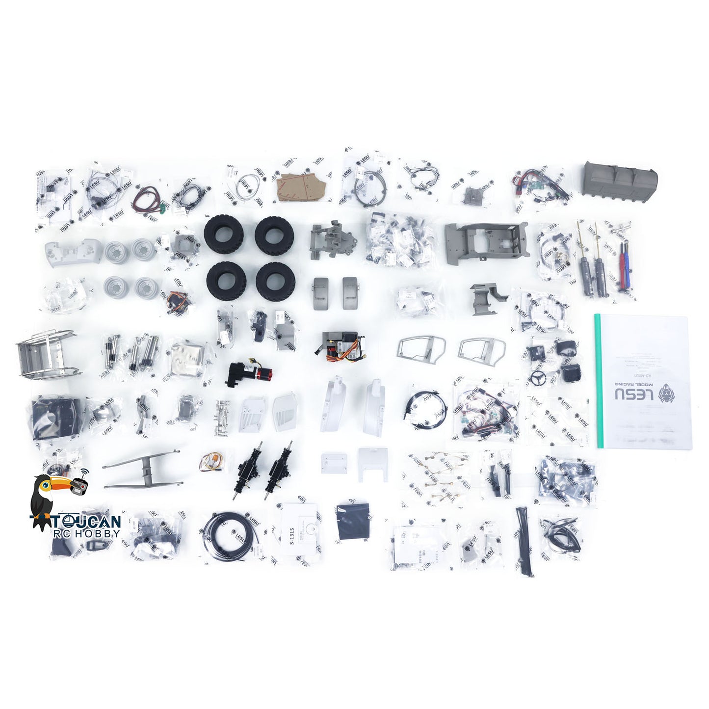 LESU 1/14 4X4 Metal RC Hydraulic Loader KIT Aoue WA100M-8 Radio Control Construction Car Model Sound Light 4CH Valve Axle Differential Lock Unassembled