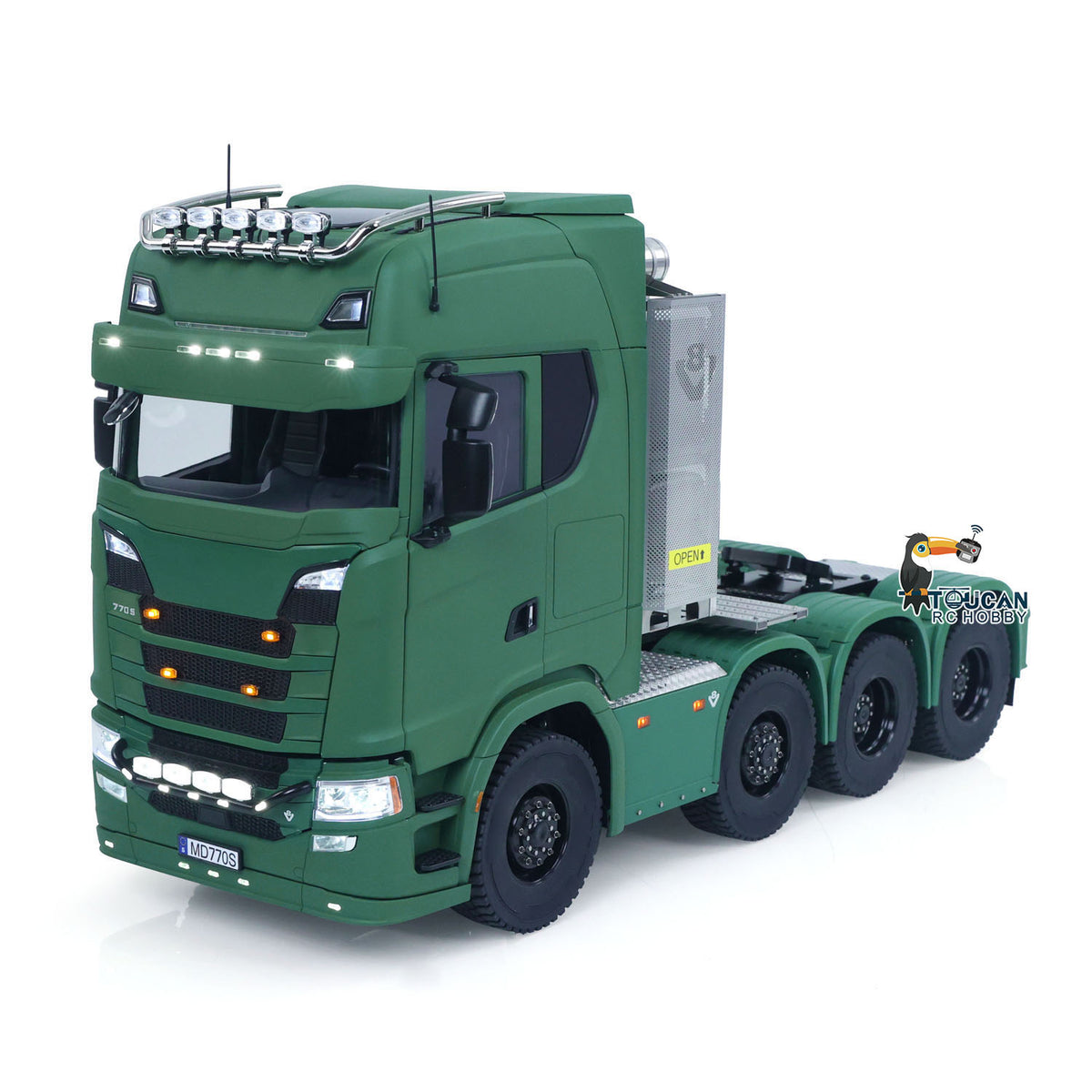 1/14 8x8 Metal Chassis Radio Control Tractor Truck 770S RC Lorry Car Model Differential Locks Lights Sounds Flysky ST8 Radio