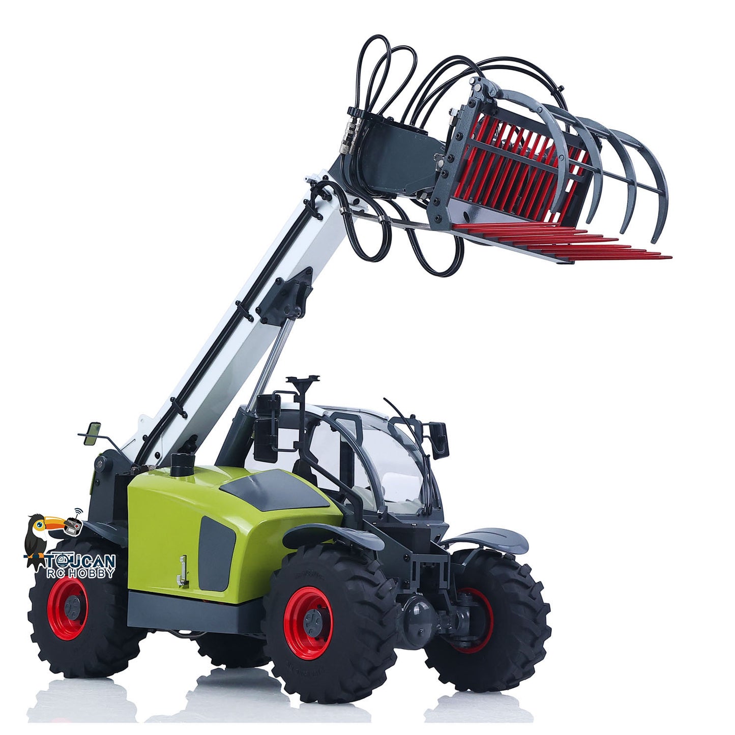 JDM-128 1/14 Metal RC Telescopic Hydraulic Forklift Multifunctional Model 4-Way Vavles Differential Lock 2Axles Steering