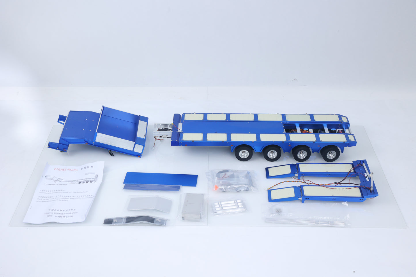 Degree 1/14 Metal Heavy 4Axle Steering Trailer 997 V2 Adjustable Length Width For TAMIYA Remote Control Tractor Truck 56379