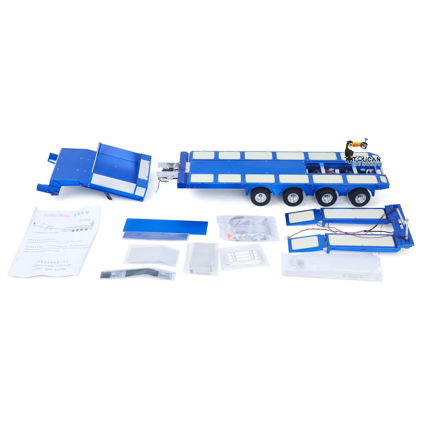 Degree 1/14 Metal Heavy 4Axle Steering Trailer 997 V2 Adjustable Length Width For TAMIYA Remote Control Tractor Truck 56379