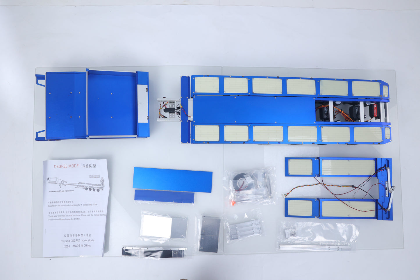 Degree 1/14 Metal Heavy 4Axle Steering Trailer 997 V2 Adjustable Length Width For TAMIYA Remote Control Tractor Truck 56379