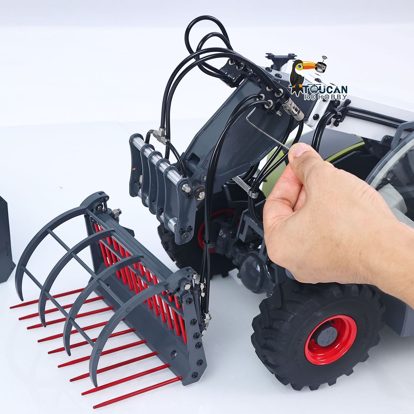 JDM-128 1/14 Metal RC Telescopic Hydraulic Forklift Multifunctional Model 4-Way Vavles Differential Lock 2Axles Steering
