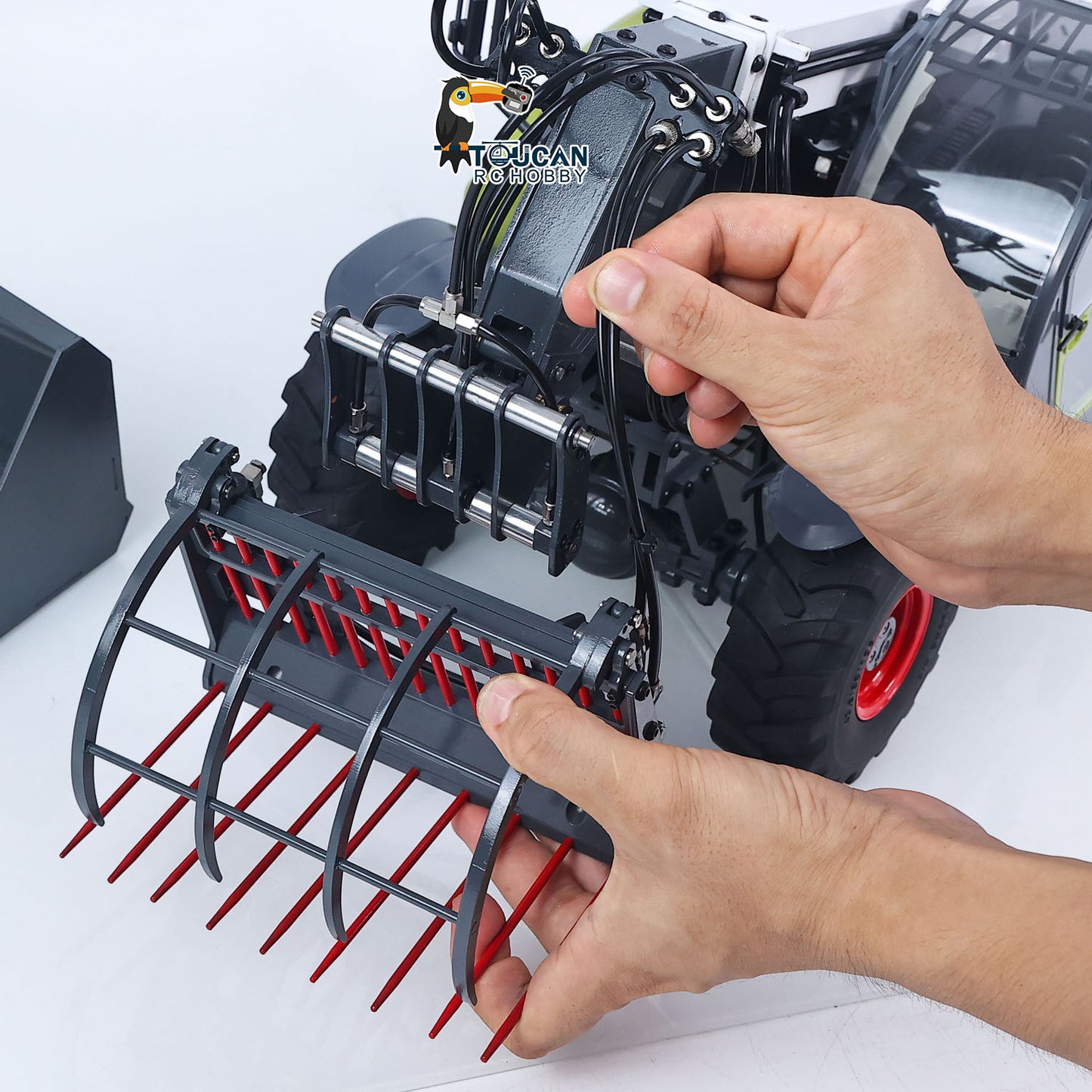 JDM-128 1/14 Metal RC Telescopic Hydraulic Forklift Multifunctional Model 4-Way Vavles Differential Lock 2Axles Steering