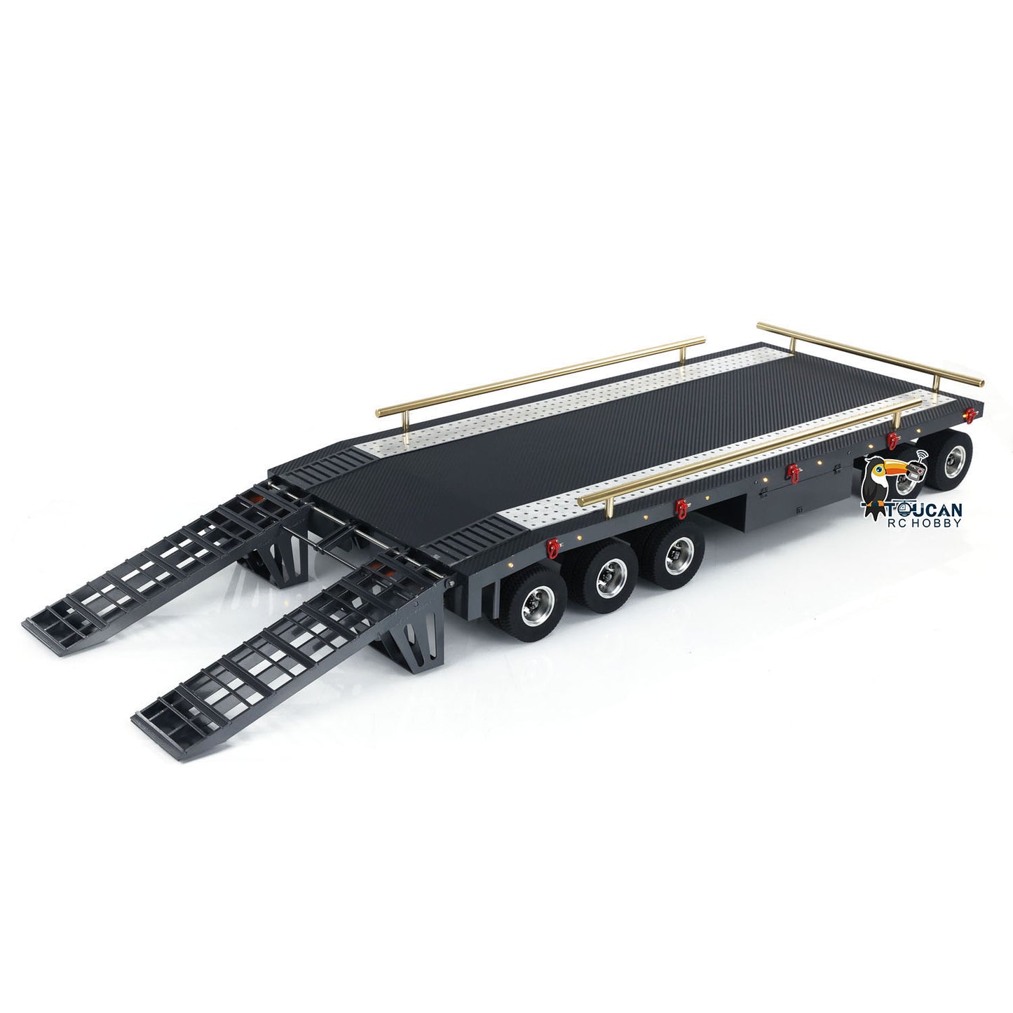 Metal 5 Axles Full Trailer for 1/10 1/8 RC Crawler 1/14 1/12 Hydraulic Radio Controlled Truck Car Painted DIY Models