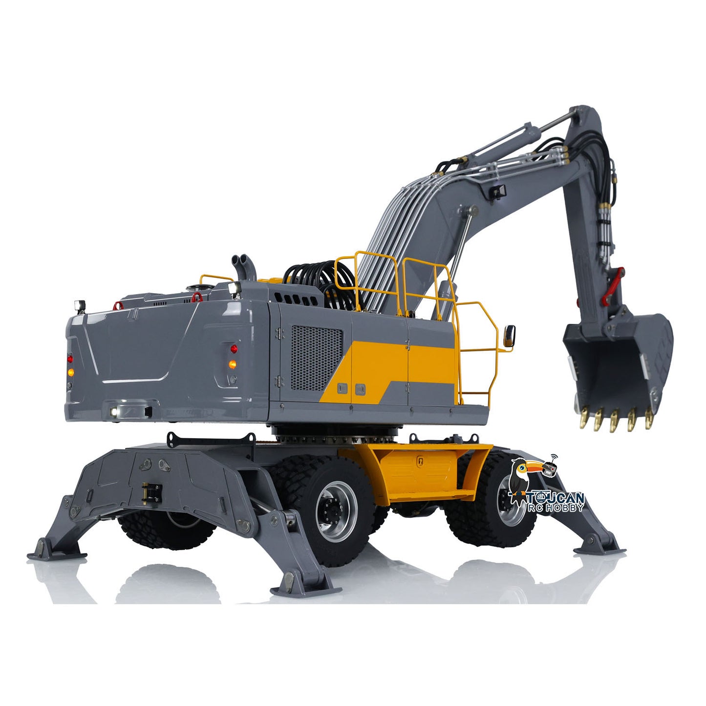 1/14 LESU RC Hydraulic Excavator Aoue ET30H Wheeled Digger Assembled and Painted Model Light System Pump Valve