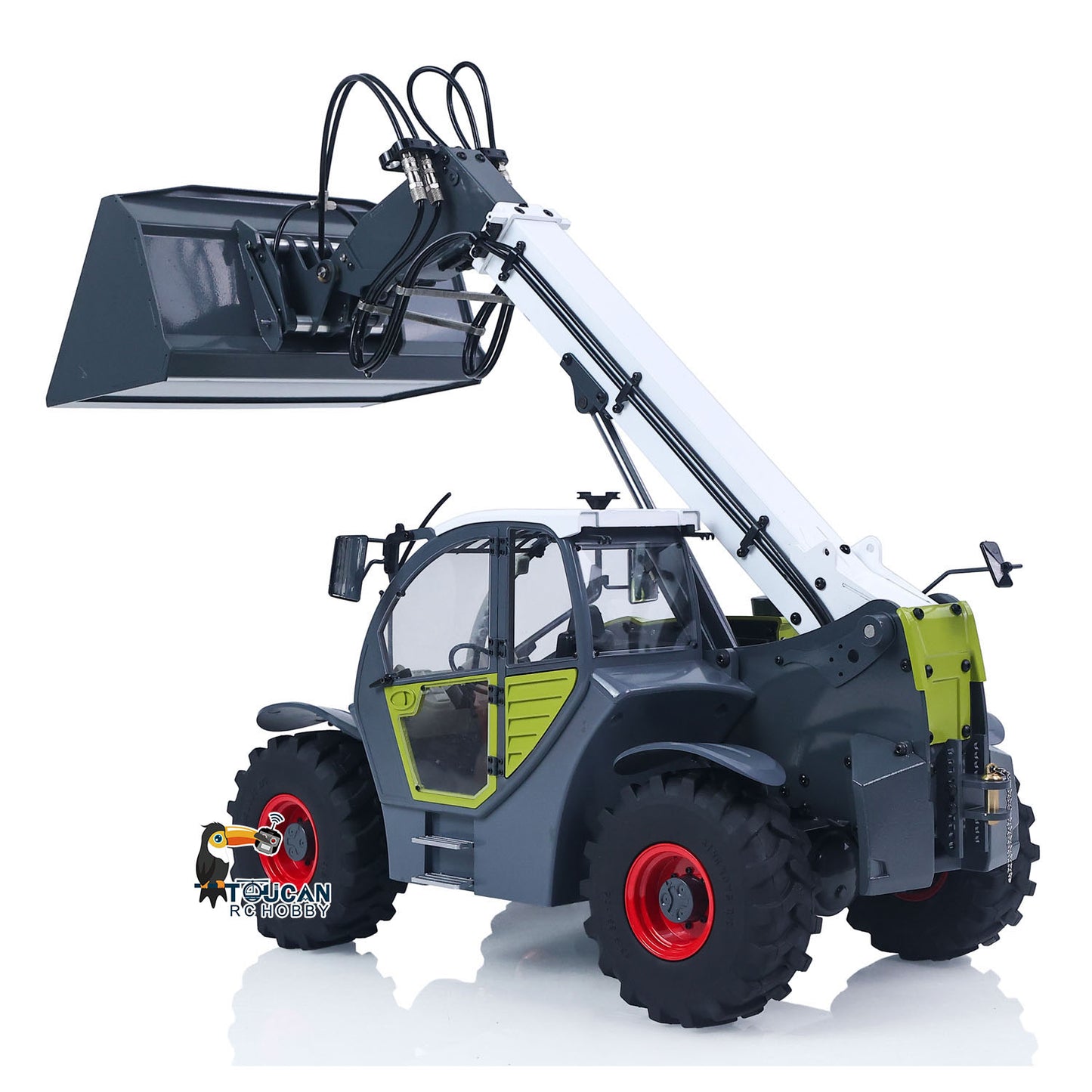 JDM-128 1/14 Metal RC Telescopic Hydraulic Forklift Multifunctional Model 4-Way Vavles Differential Lock 2Axles Steering