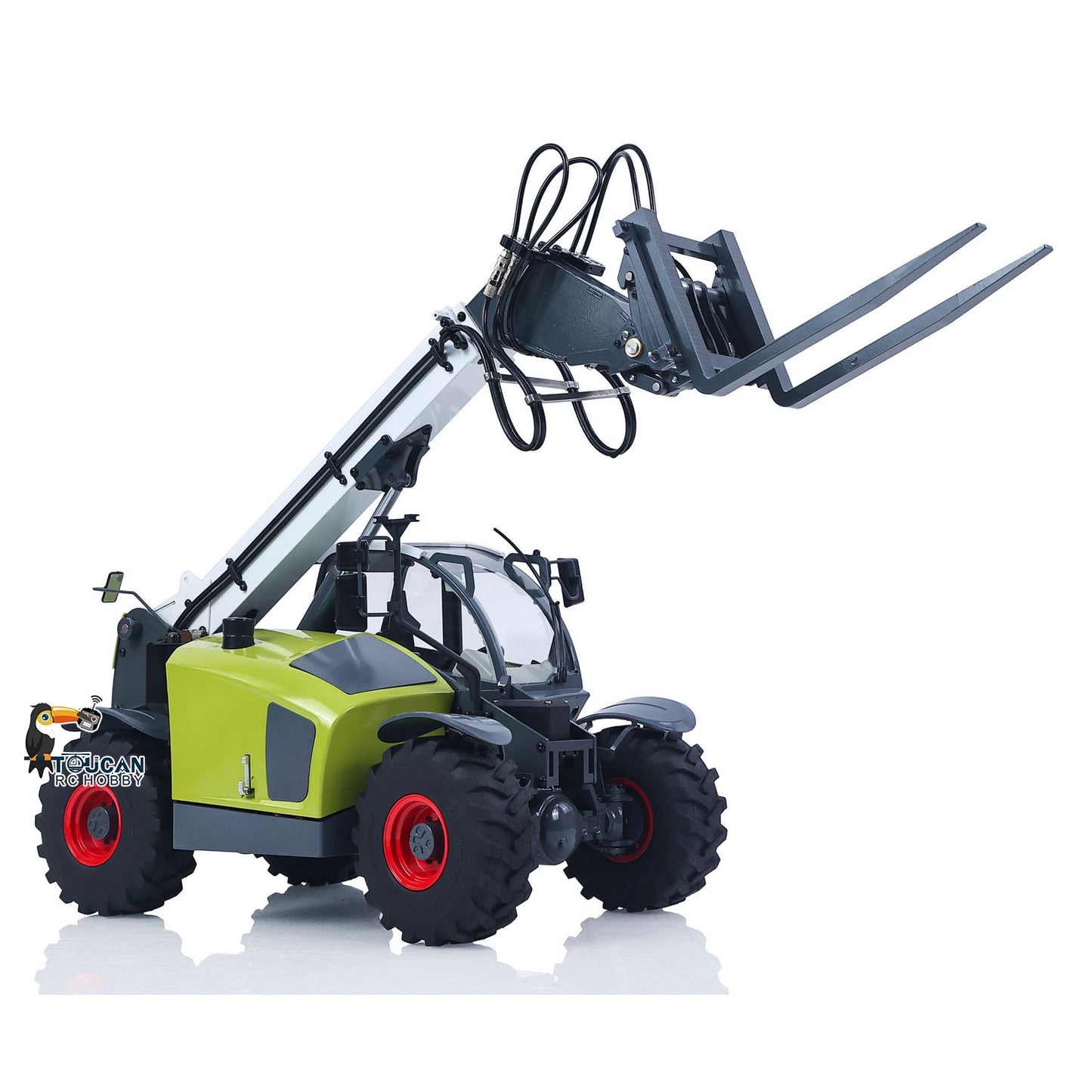 JDM-128 1/14 Metal RC Telescopic Hydraulic Forklift Multifunctional Model 4-Way Vavles Differential Lock 2Axles Steering