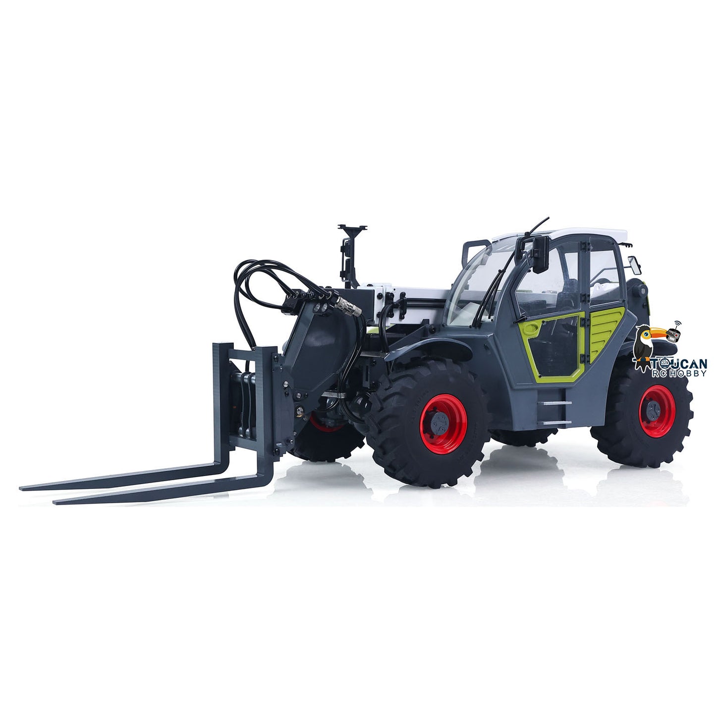 JDM-128 1/14 Metal RC Telescopic Hydraulic Forklift Multifunctional Model 4-Way Vavles Differential Lock 2Axles Steering